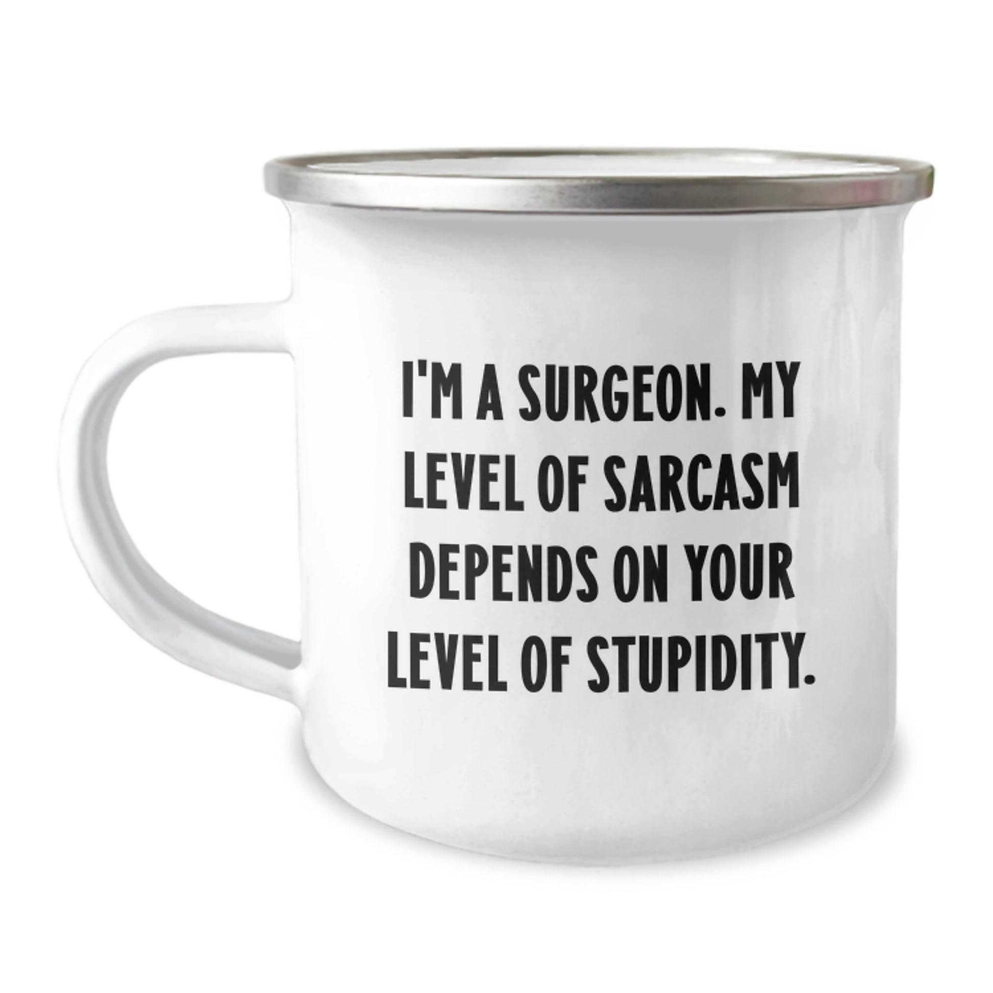 Funny Surgeon Gifts for Men - Surgeon Camping Mug, I'm A Surgeon My Level Of Sarcasm Depends On Your Level Of Stupidity, Unique Christmas Unique Gifts for Surgeons from Friends - Image 1