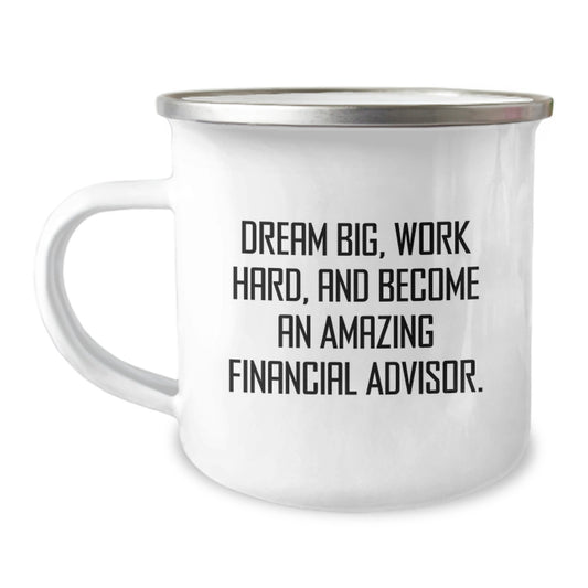 Gifts from Men, Financial Advisor Christmas Unique Gifts, Cute Camping Mugs - Dream Big and Work Hard - Image 1