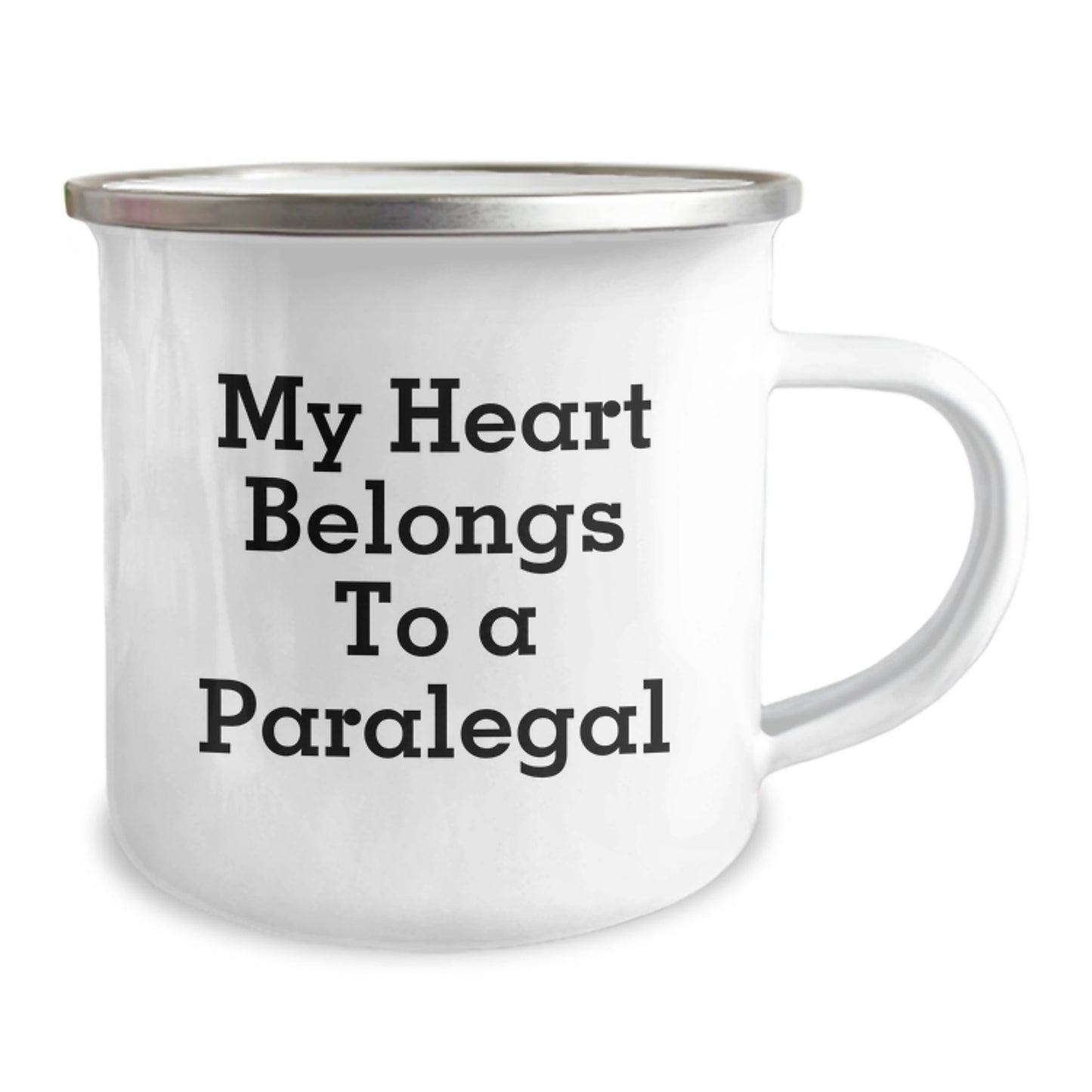 Funny Paralegal Gifts from Men, Unique Valentine's Unique Paralegal Camping Mug for Women, Inspirational 'My Heart Belongs To A Paralegal' Design - Image 2