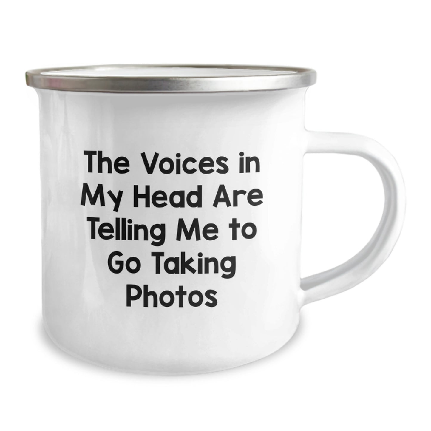 Funny Taking Photos Gifts for Men, Women, Friends, or Coworkers - 'The Voices In My Head Are Telling Me To Go Taking Photos' Camping Mug for Christmas Unique Gifts - Image 2