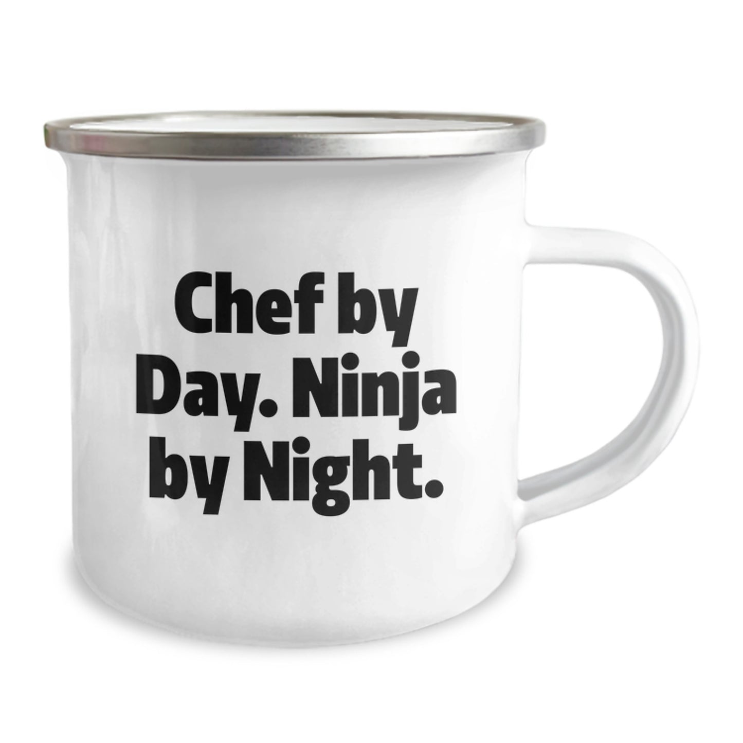 Funny Chef Gifts from Men for Christmas Unique Camping Mug - 'Chef By Day, Ninja By Night' Inspiration - Image 2