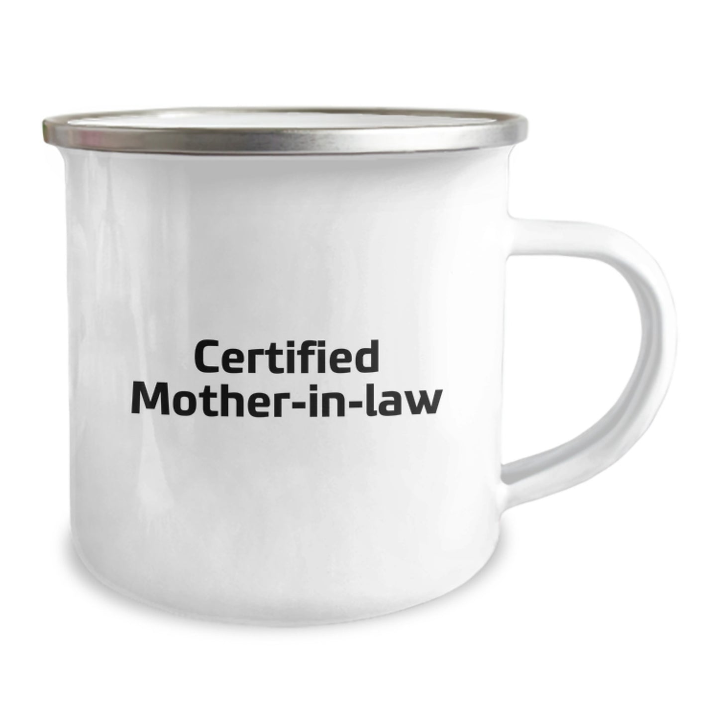 Funny Certified Mom-in-law Quote Gifts from Men to Family, Christmas Unique Gifts for Mom-in-law, Stainless Steel Camping Mug with Enamel Finish, 12 oz Capacity, Perfect for Coffee or Tea - Image 2