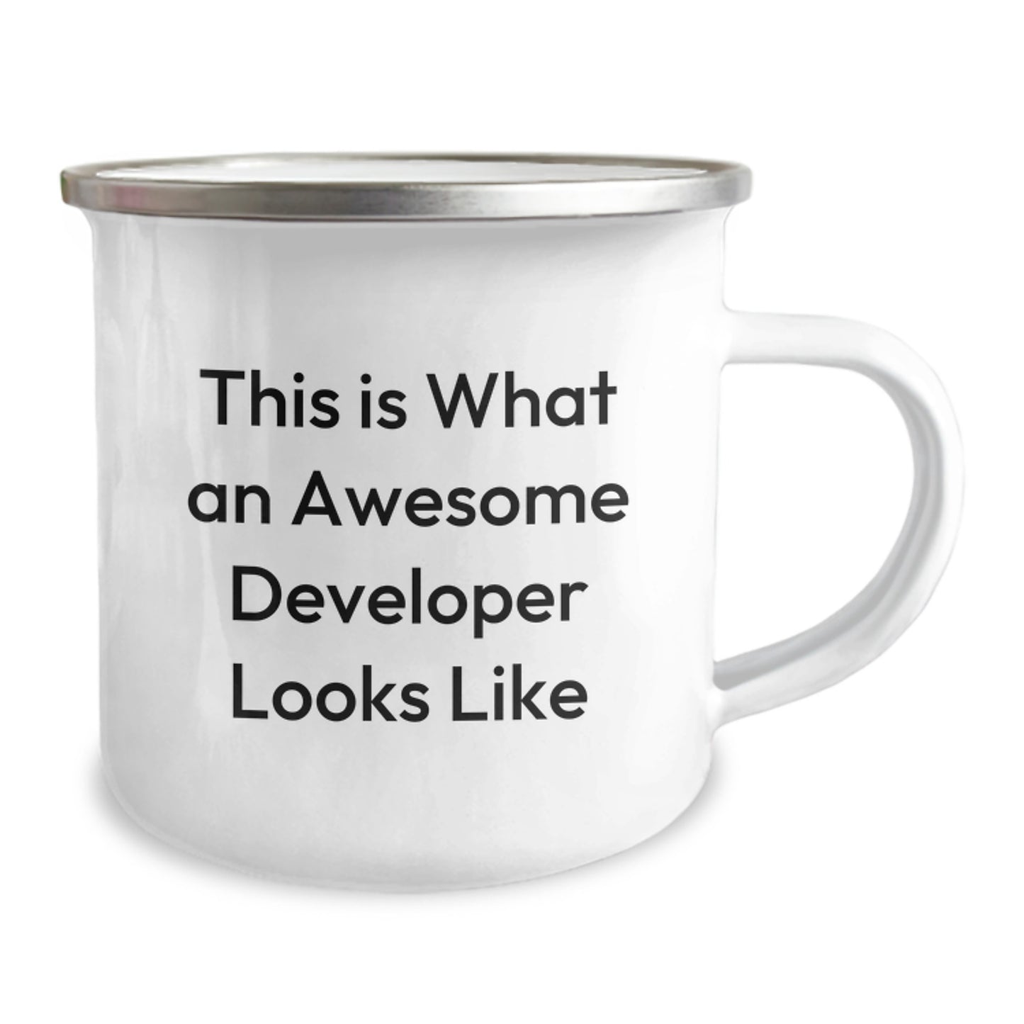 Funny Developer Gifts, Valentine's Unique Gifts for Developers, This Is What An Awesome Developer Looks Like Camping Mug - Image 2