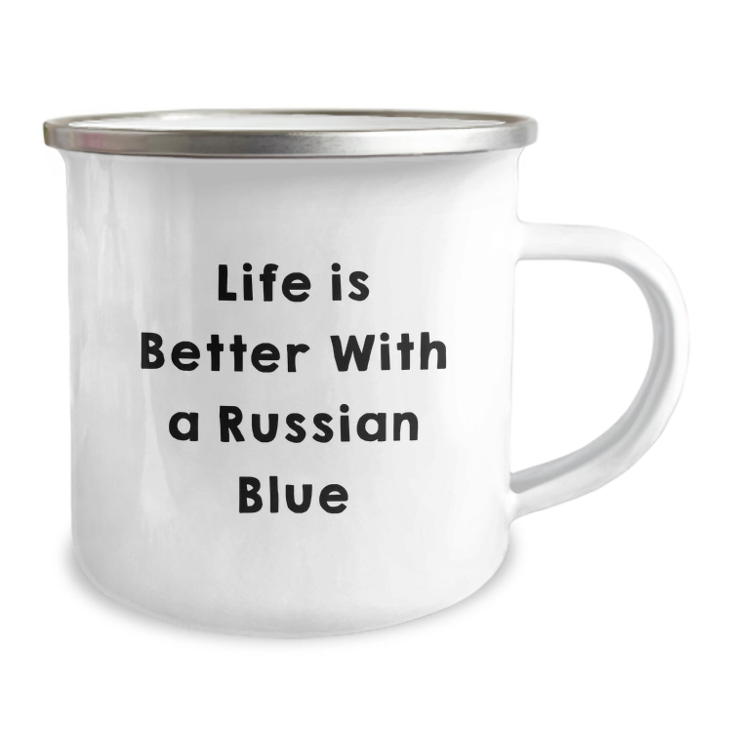 Funny Russian Blue Cat Gifts, Life Is Better With A Russian Blue, Graduation Unique Gifts from Family to Friends - Camping Mug - Image 2