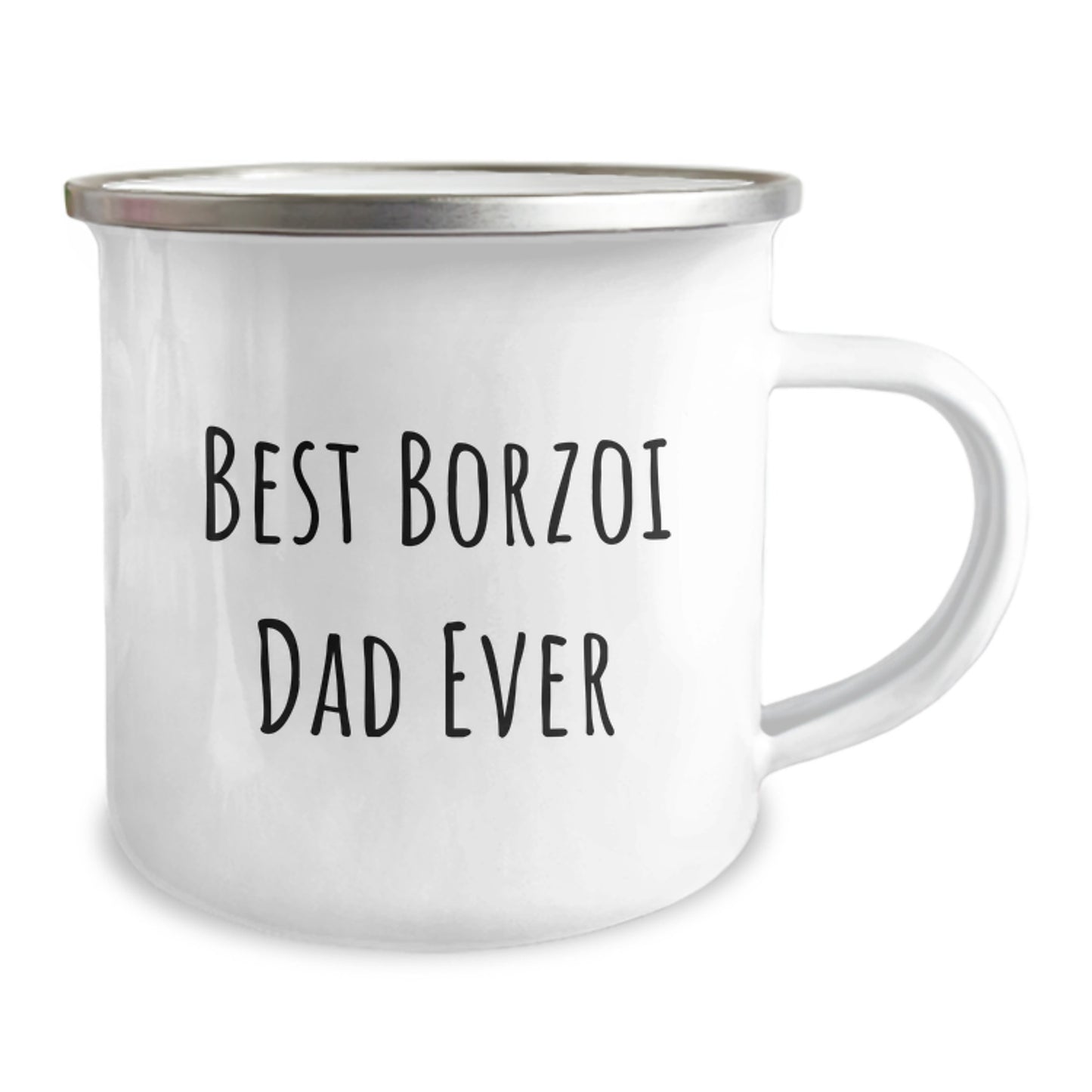 Borzoi Dog Lover Gifts from Dad for Best Borzoi Dad Ever, Unique Valentine's Gifts for Men, Stainless Steel Camping Mug - Image 2