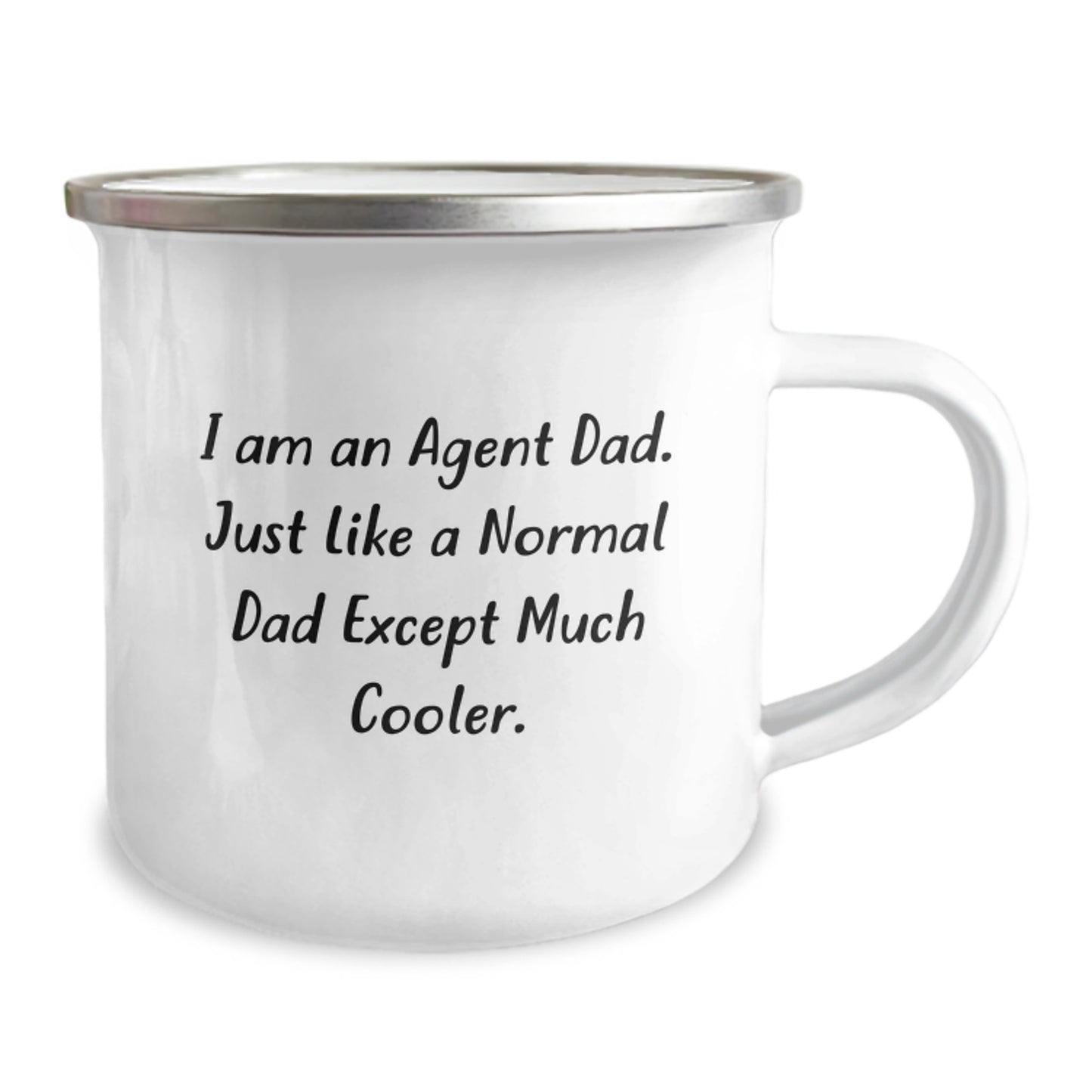 Funny Agent Dad Camping Mug, Valentine's Unique Gifts from Dad to Agent, 12 oz Stainless Steel with Enamel Finish, Perfect for Agent Enthusiasts - Image 2