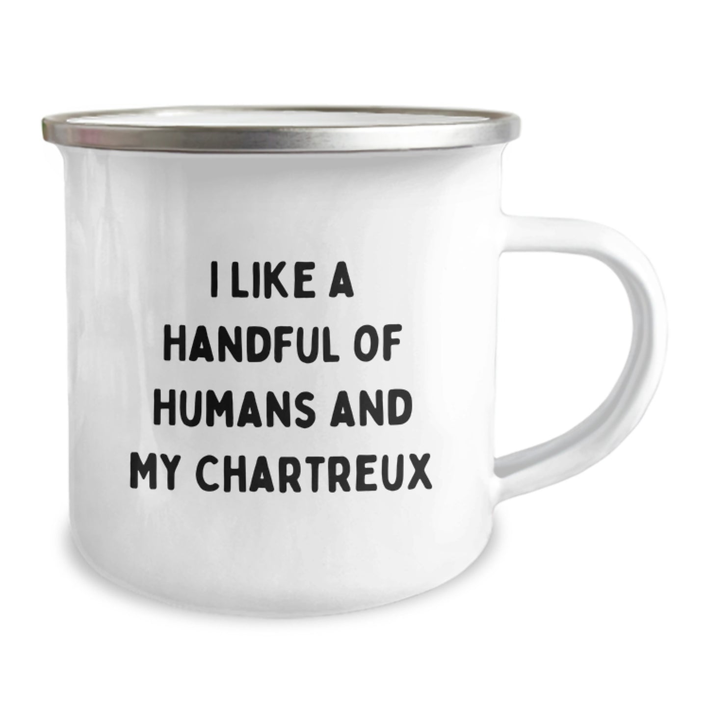 Funny Chartreux Cat Gifts for Men, Unique Camping Mugs from Friends on Christmas, 'I Like A Handful Of Humans And My Chartreux' - Image 2