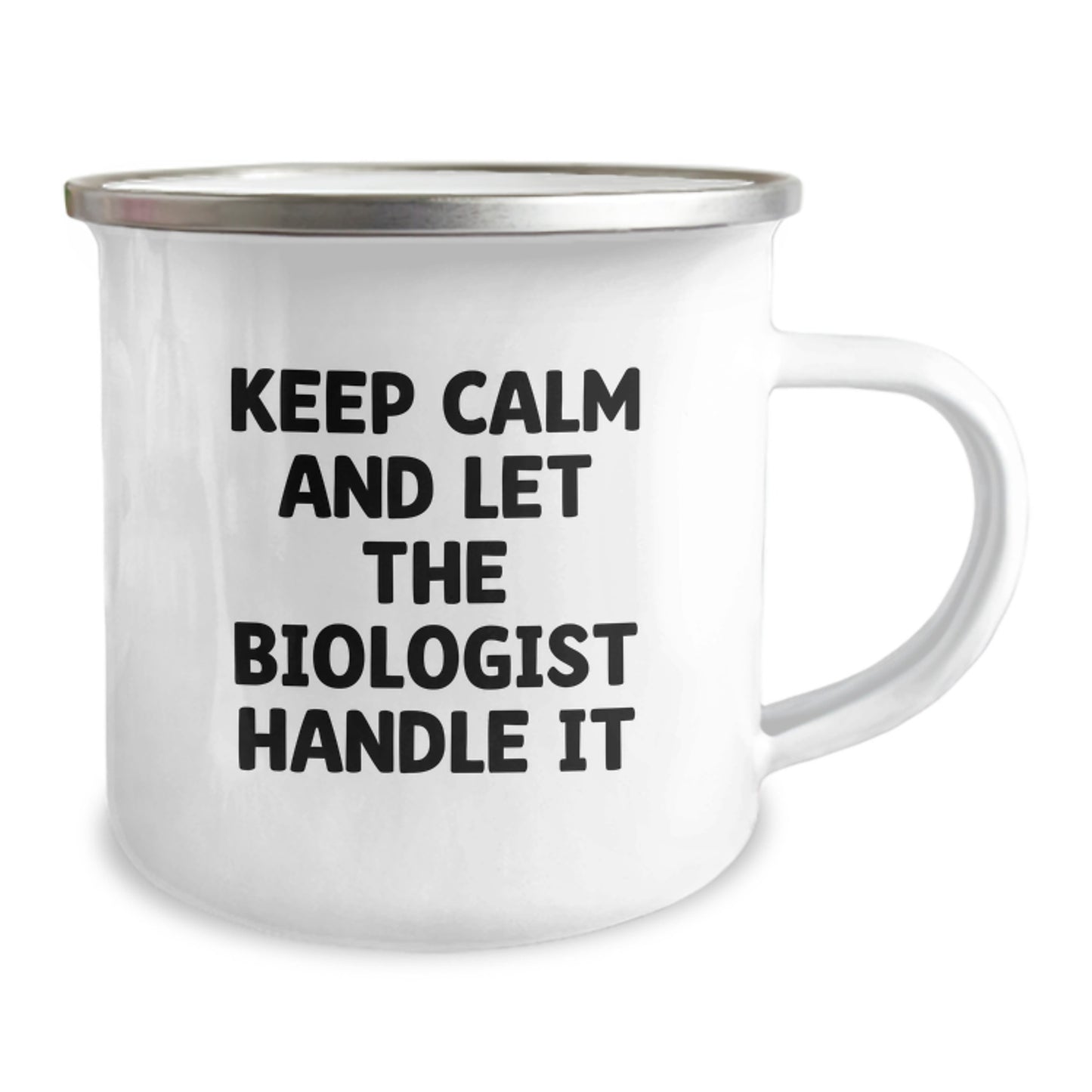 Funny Biologist Gifts for Christmas - 'Keep Calm And Let The Biologist Handle It' Camping Mug, Unique Gifts from Friends to Family, Stainless Steel with Enamel Finish - Image 2