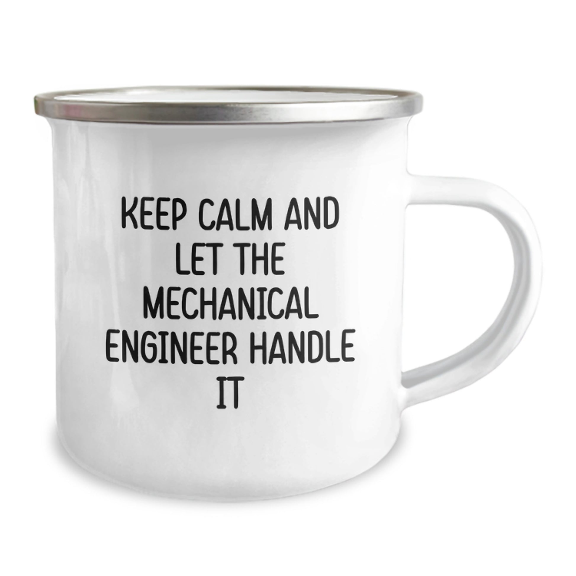 Funny Mechanical Engineer Gifts for Men, Unique Christmas Unique Gifts from Friends to Friends, 'Keep Calm And Let The Mechanical Engineer Handle It' Enamel Camping Mug - Image 2