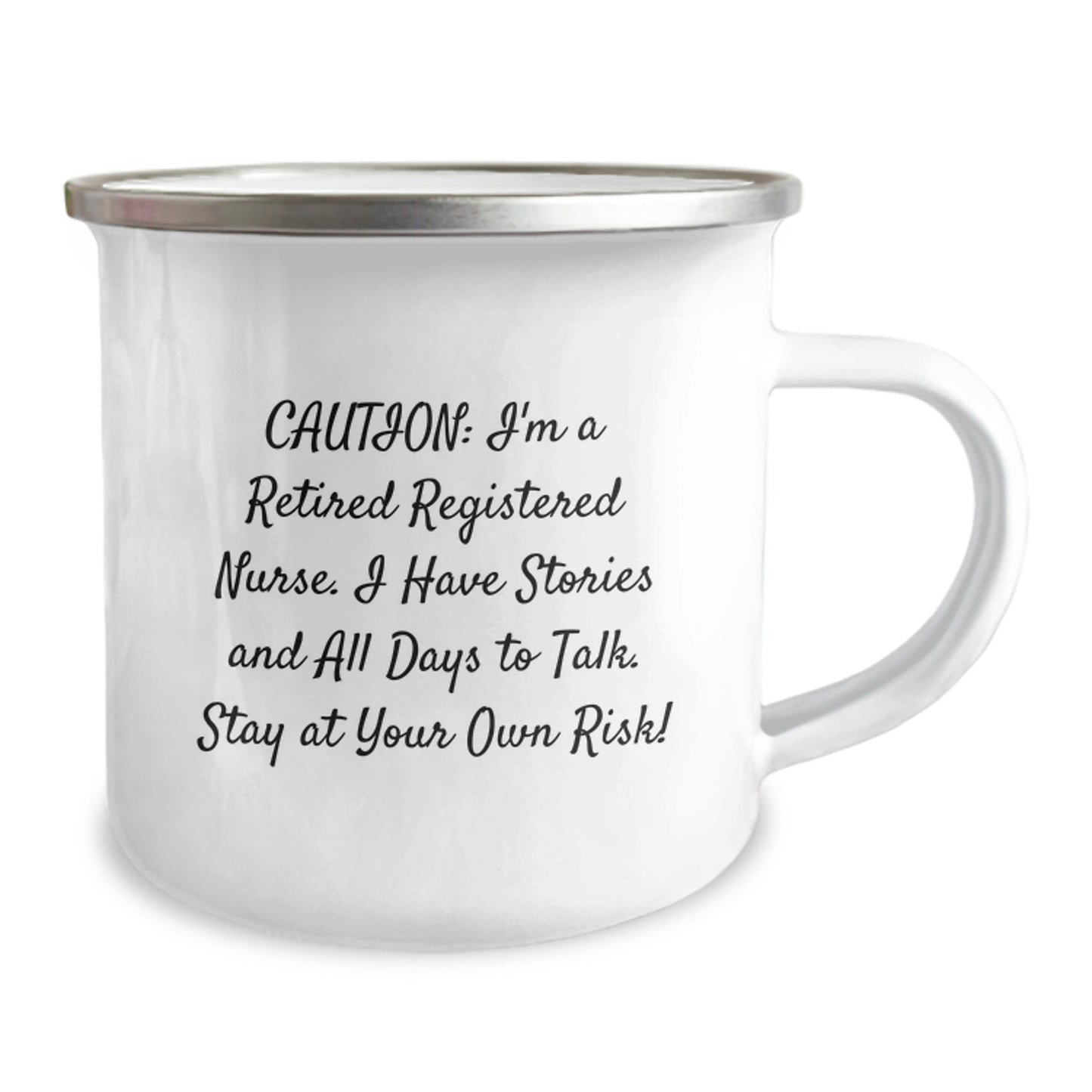 Funny Registered Nurse Camping Mug for Christmas Unique Gifts from Friends, Unique Registered Nurse Gifts for Registered Nurses, Quirky Quote 'I'm A Retired Registered Nurse' - Image 2