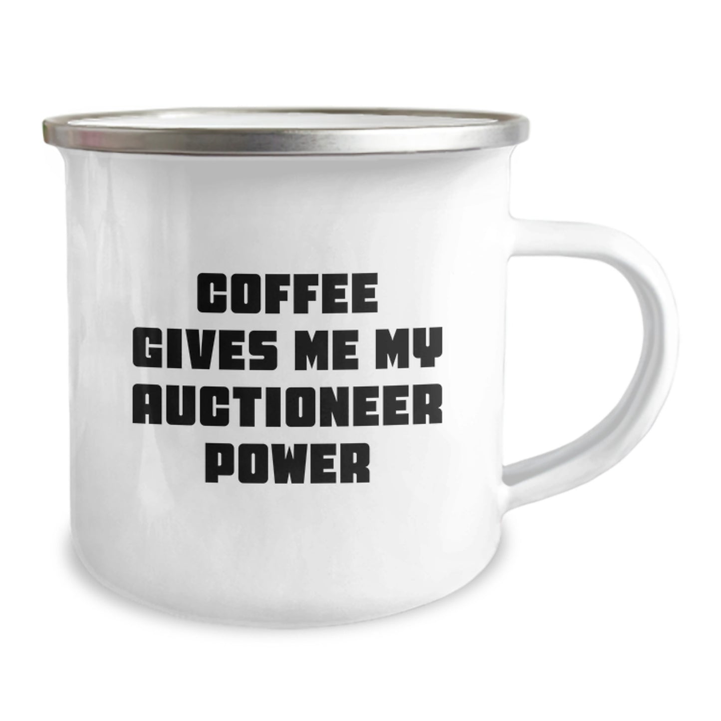 Funny Auctioneer Christmas Unique Gifts from Friends and Family - 'Coffee Gives Me My Auctioneer Power' - Unique Camping Mug for Auctioneer Men and Women - Image 2