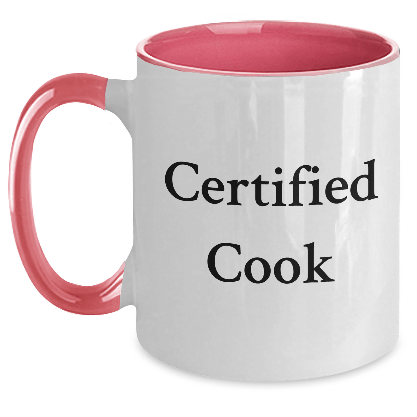 Certified Cook Funny Two Tone Coffee Mugs Gifts from Family to Cook on Father's Day - Black and White, Red and White, Navy and White, Pink and White Options - Victory Thru Vision
