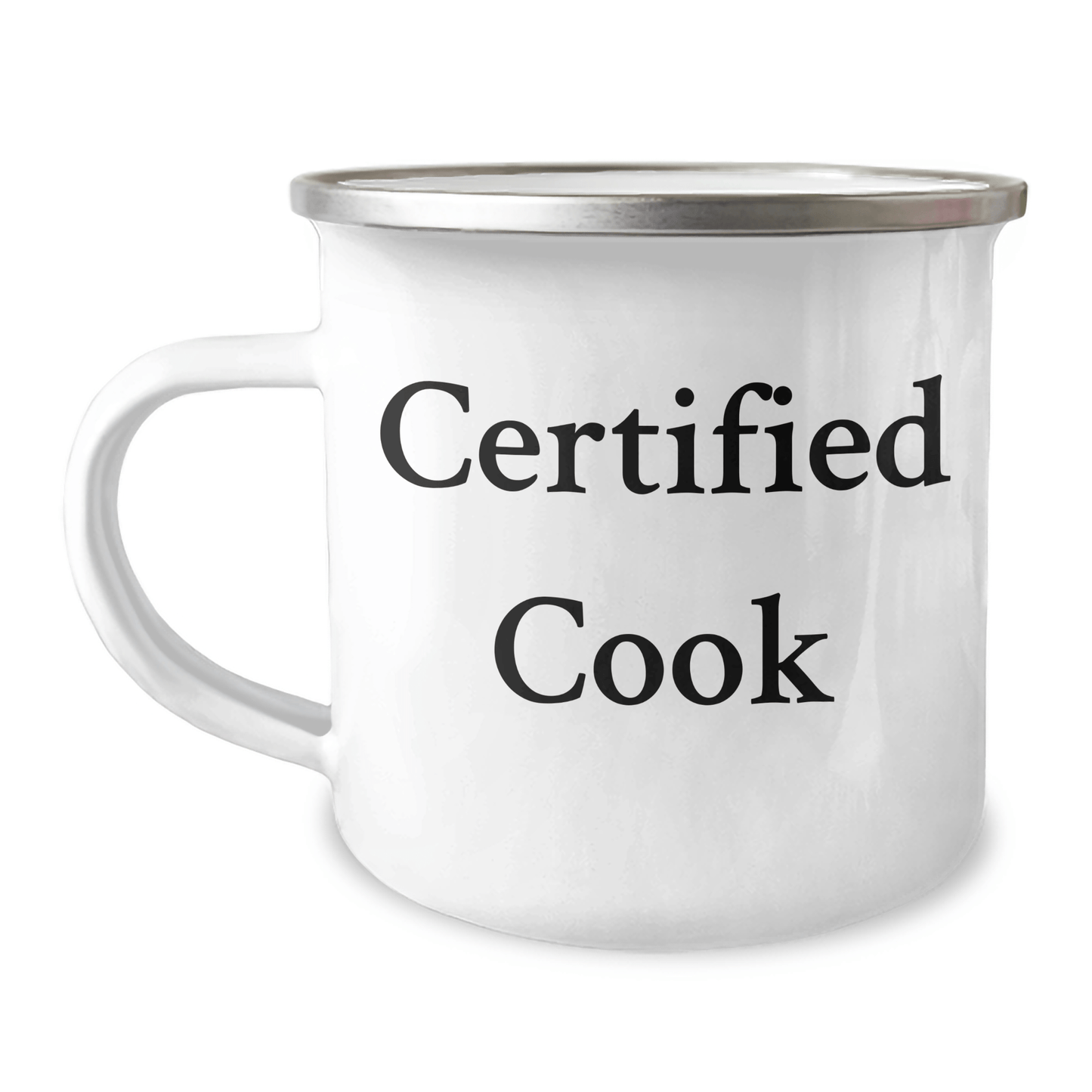 Certified Cook's Funny Father's Day Unique Gift - 12 oz Camping Mug for Men, Funny Gifts from Friends, Family, or Coworkers - Victory Thru Vision