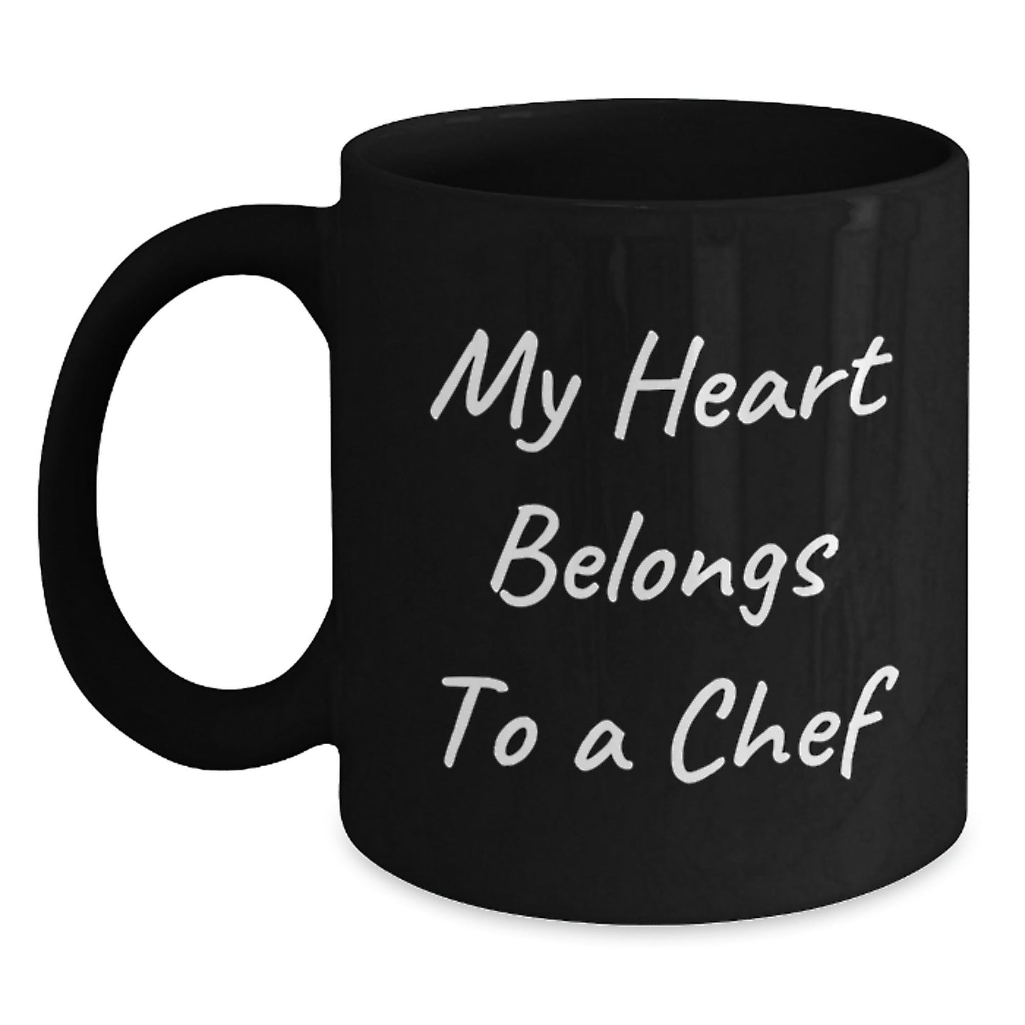 Chef Gifts, My Heart Belongs To A Chef Black Coffee Mug, Funny Birthday Unique Gift for Chef, Gifts from Friends, Gifts for Chef - Victory Thru Vision