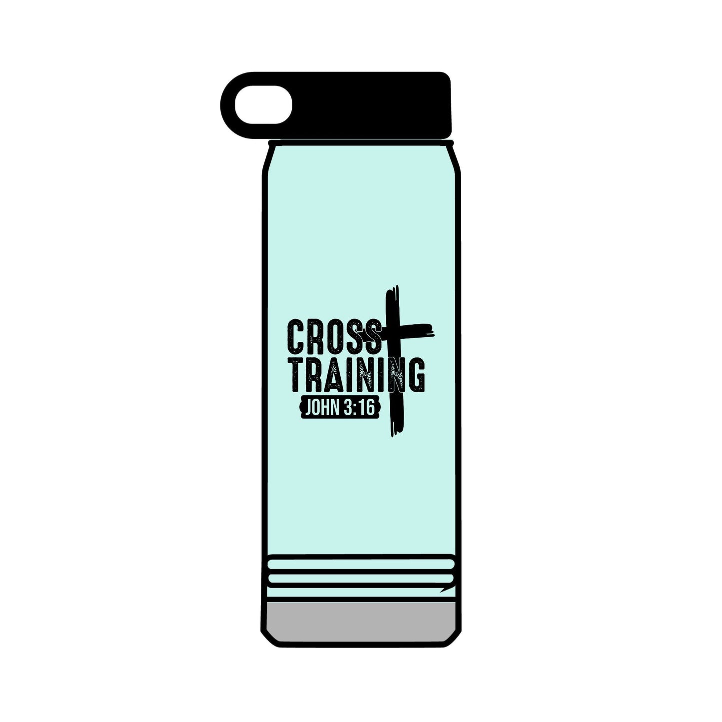 Christian Cross Training Water Bottle - John 3:16 Faith Fitness 32oz - Victory Thru Vision
