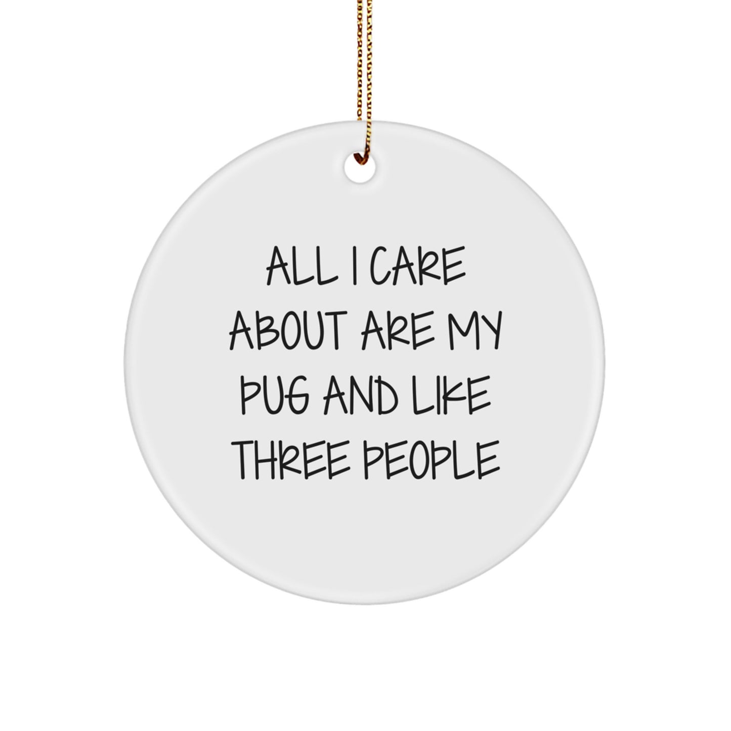 Pug Dog Lovers Gifts from Friends, Circle Ornament with Funny Quote, Christmas Unique Gifts for Men, Women, Family, Pug Dog Enthusiasts - Image 1