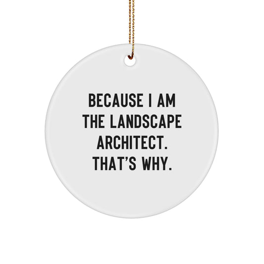 Funny Landscape Architect Gifts from Friends - Because I Am The Landscape Architect. That's Why. Christmas Circle Ornament - Image 1