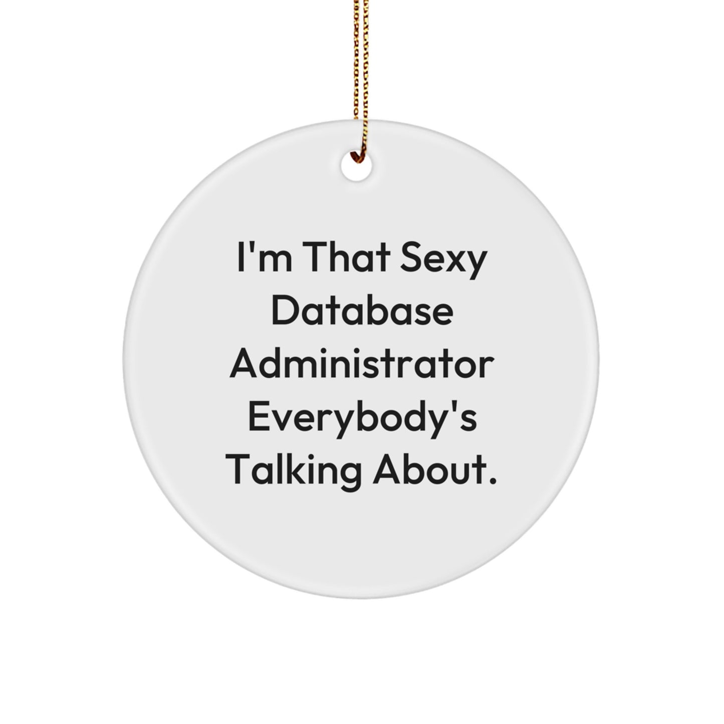 Funny Database Administrator Gifts from Men for Christmas Unique Circle Ornament, 'I'm That Sexy Database Administrator Everybody's Talking About', Cute Decorations for Office - Image 1