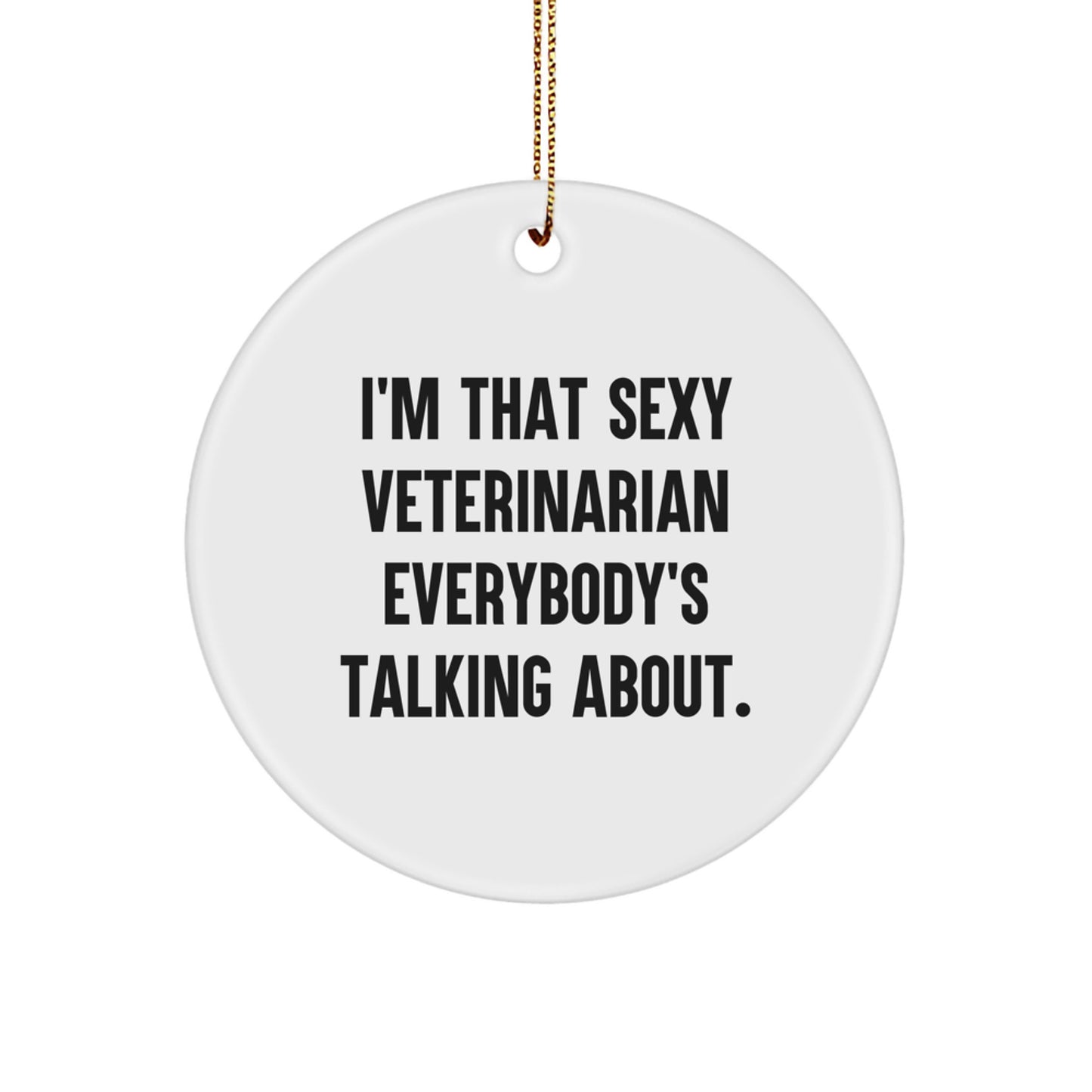 Funny Veterinarian Gifts for Men - Unique Circle Ornament with 'I'm That Sexy Veterinarian Everybody's Talking About.' Quote - Christmas Unique Gifts from Friends or Family - Image 1