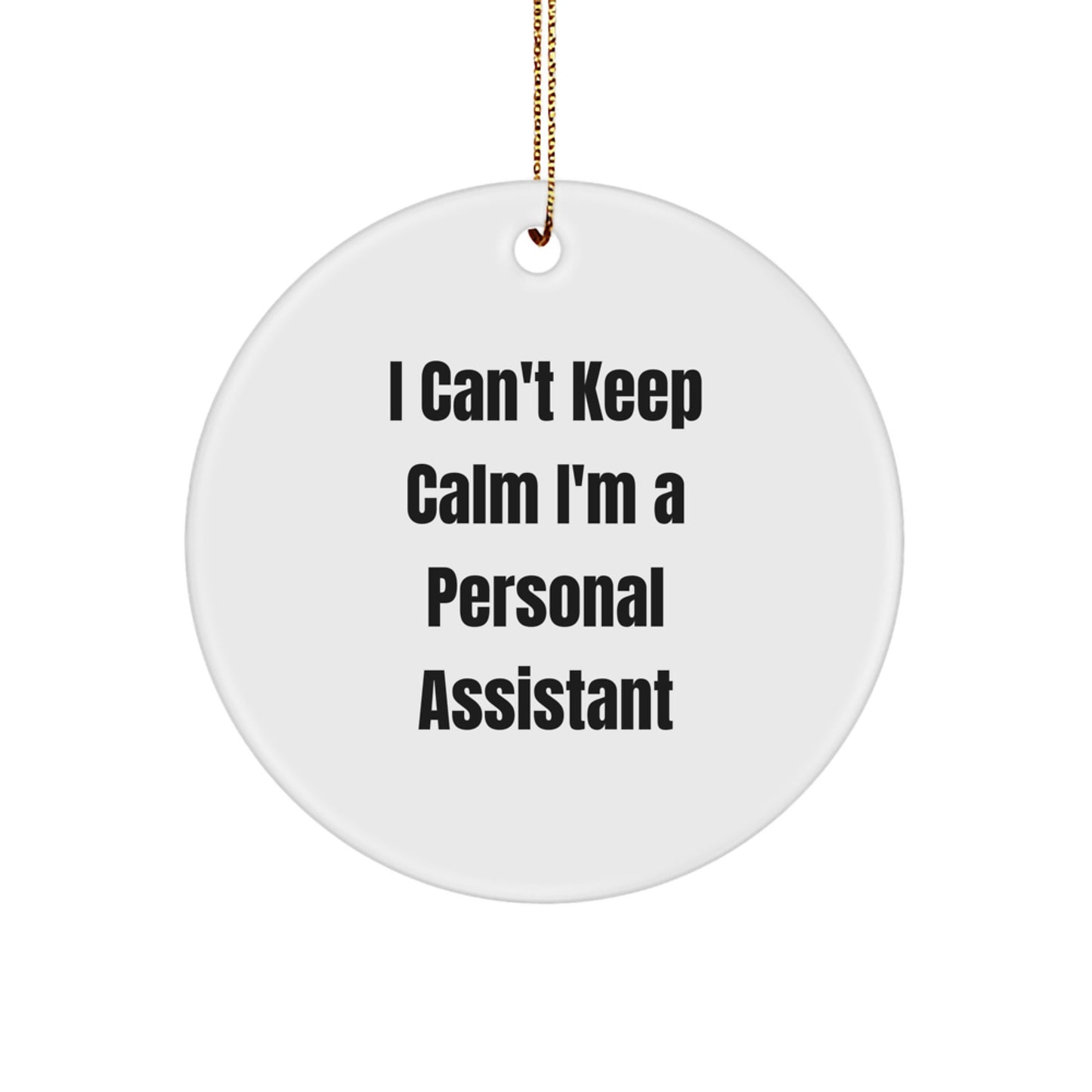 Funny Personal Assistant Gifts from Friends for Personal Assistant Christmas Unique Circle Ornaments with I Can't Keep Calm I'm A Personal Assistant Quote - Image 1