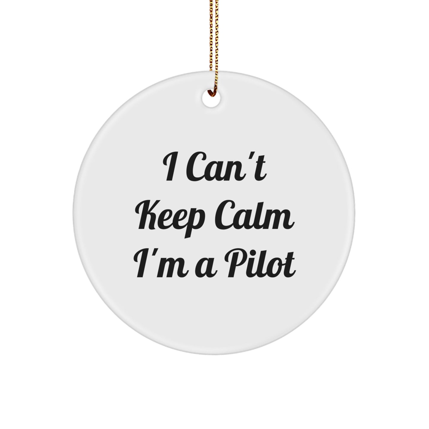 Funny Pilot Gifts for Men from Friends, I Can't Keep Calm I'm A Pilot Christmas Unique Circle Ornament for Pilot Fans - Image 1