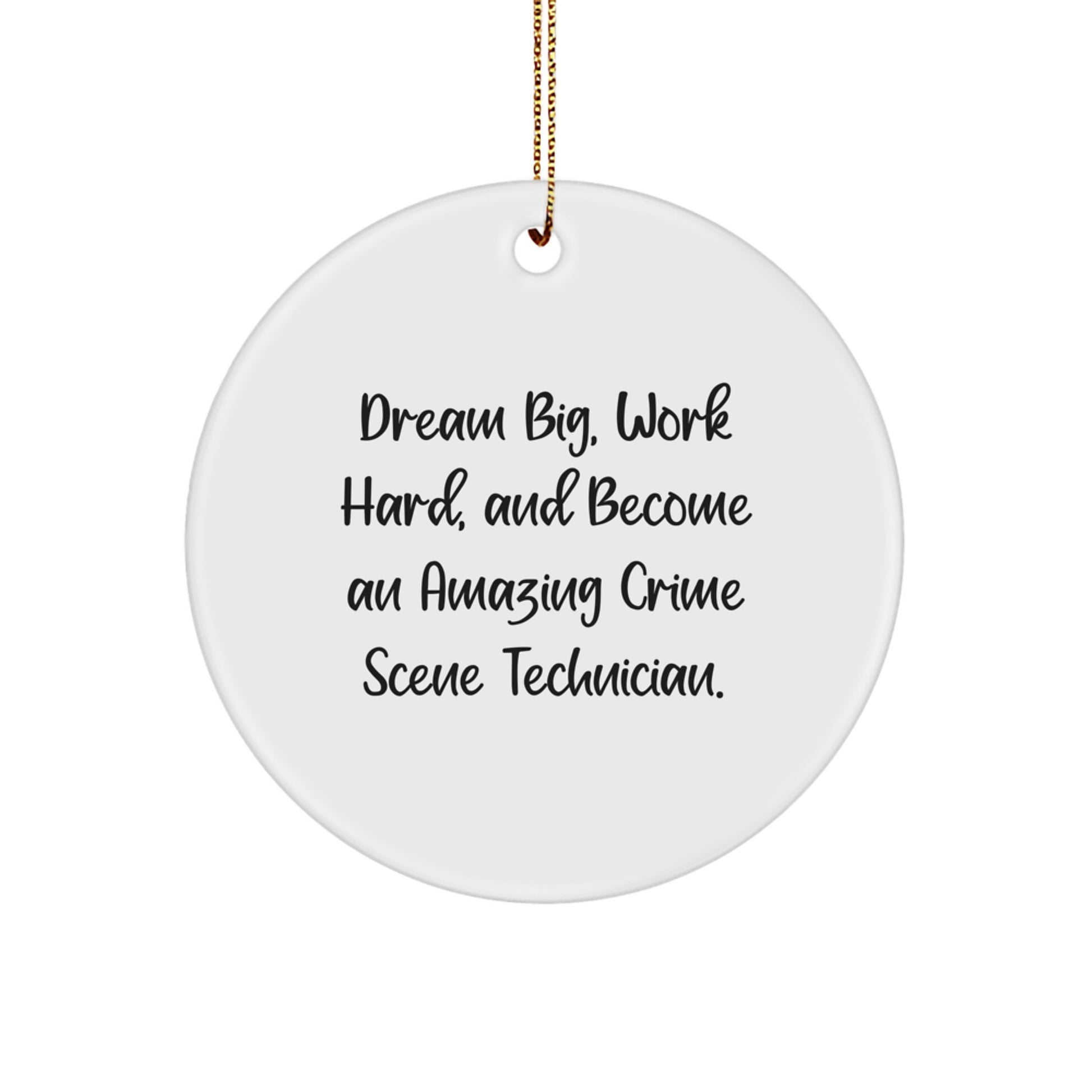 Inspirational Crime Scene Technician Gifts for Christmas - Amazing Circle Ornament with 'Dream Big, Work Hard' Quote - Image 1