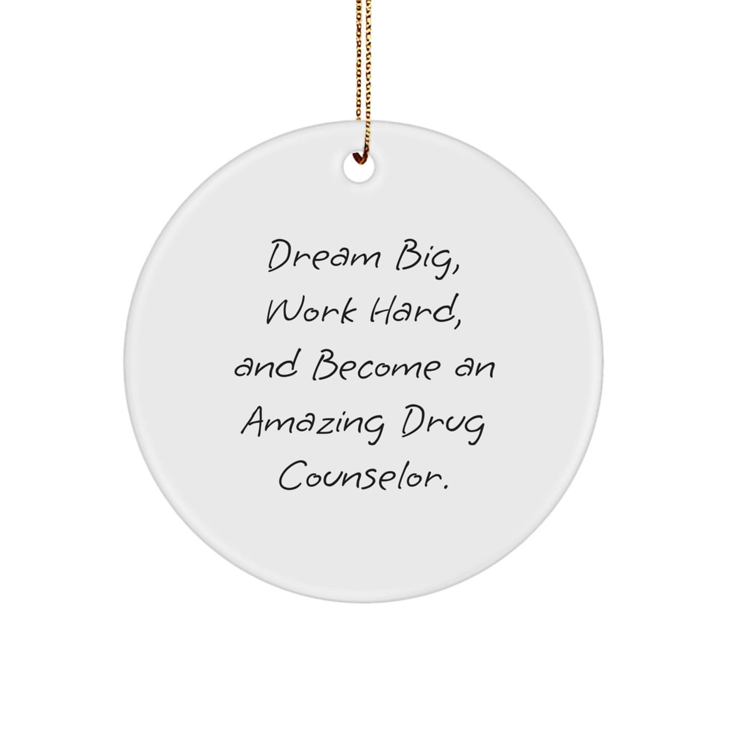Dream Big, Work Hard Gifts for Drug Counselor, Funny Circle Ornament, Christmas Unique Gifts from Friends - Image 1