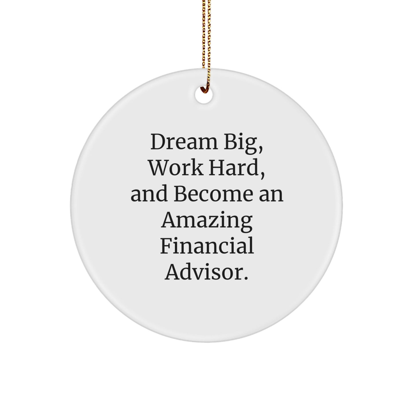 Funny Inspirational Gifts from Men to Financial Advisor Friends - Dream Big and Work Hard Circle Ornament for Office Decor - Image 1