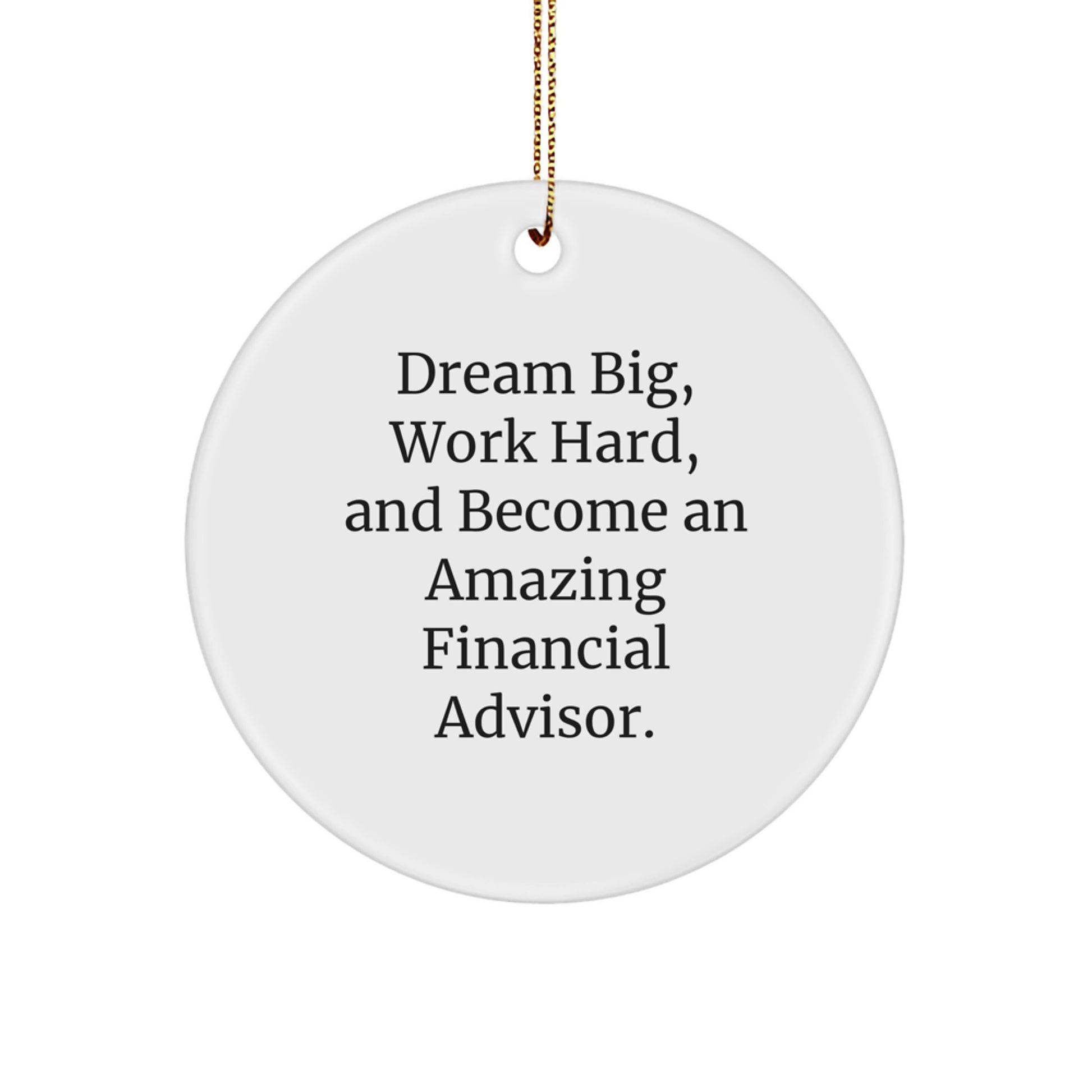 Funny Inspirational Gifts from Men to Financial Advisor Friends - Dream Big and Work Hard Circle Ornament for Office Decor - Image 1