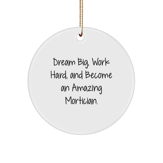 Funny Mortician Inspiration Gifts from Friends for Mortician Men and Women Christmas Unique Circle Ornaments Dream Big and Work Hard - Image 1