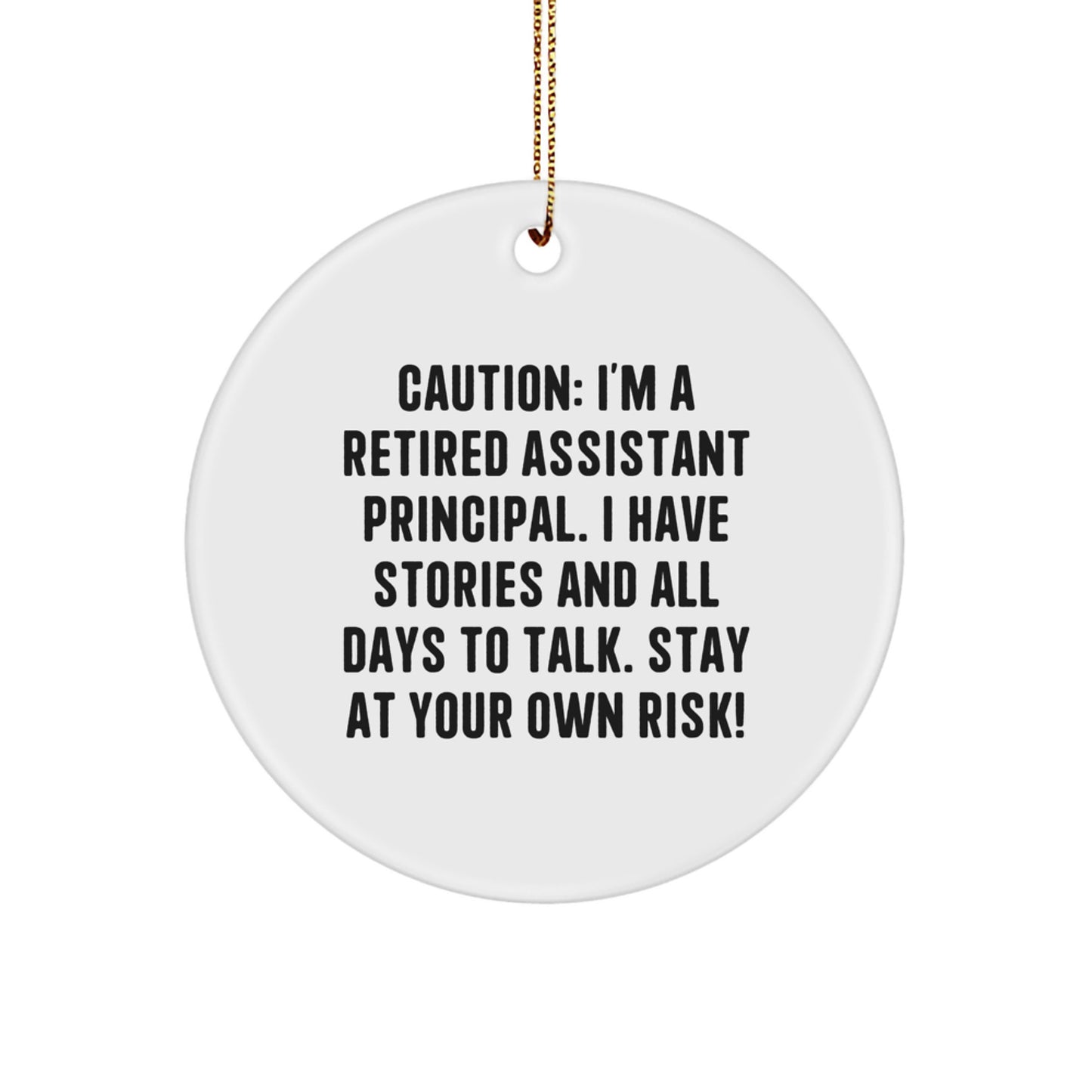 Funny Assistant Principal Gifts for Men Gifts from Family - Retired Assistant Principal Christmas Ornament with Gold Cord - Image 1