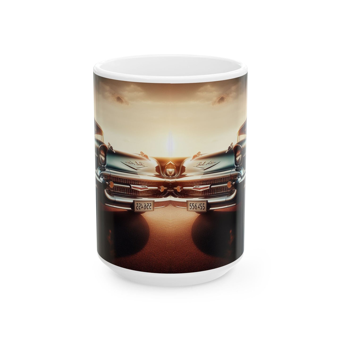 Classic Car Ceramic Mug, 1957 Chevy Bel Air Coffee Cup, Vintage Chevy Tea Mug, Gift for Vehicle Enthusiast - Victory Thru Vision