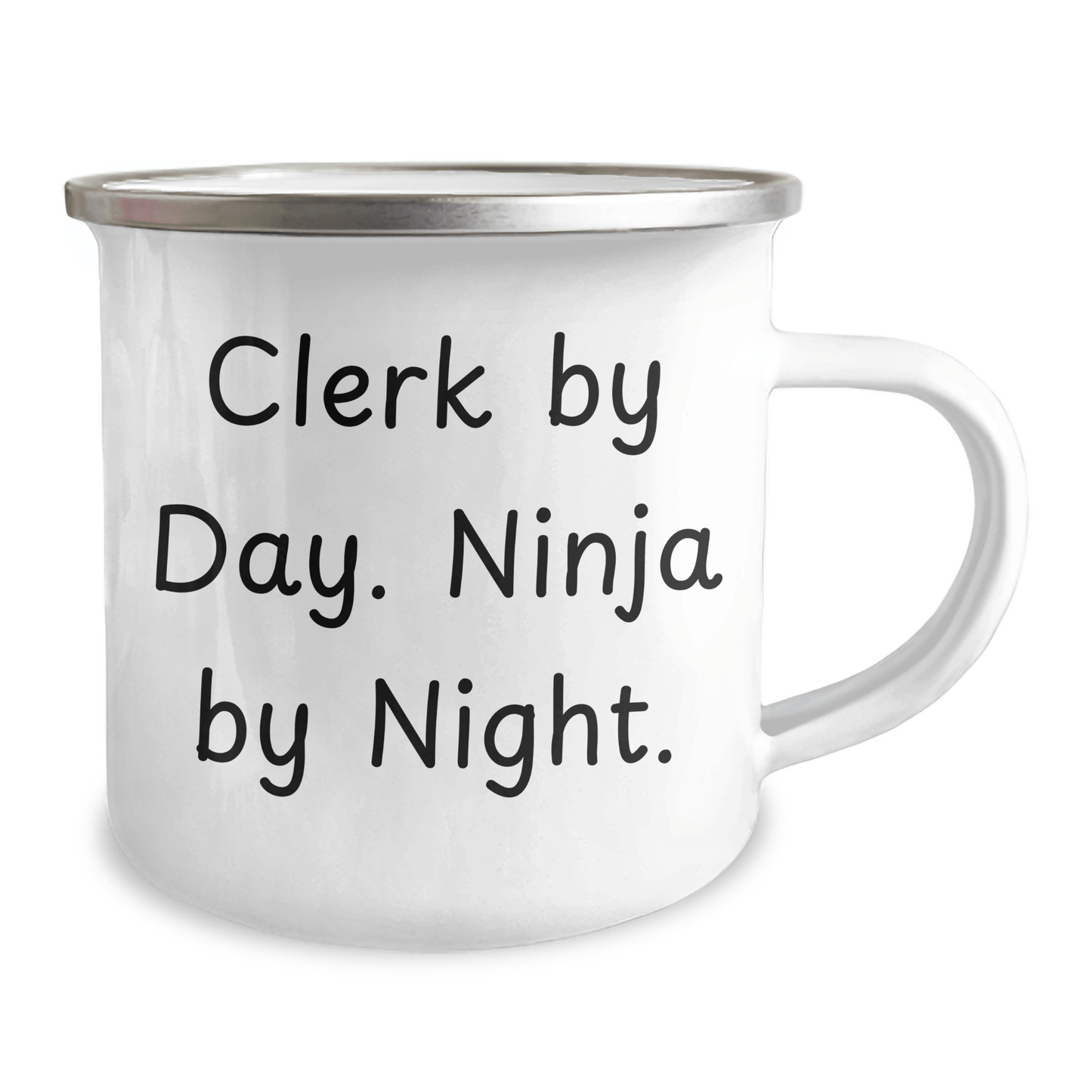Clerk Gifts from Friends, Funny Clerk By Day. Ninja By Night. Graduation Unique Gifts, Camping Mug for Clerk - Victory Thru Vision