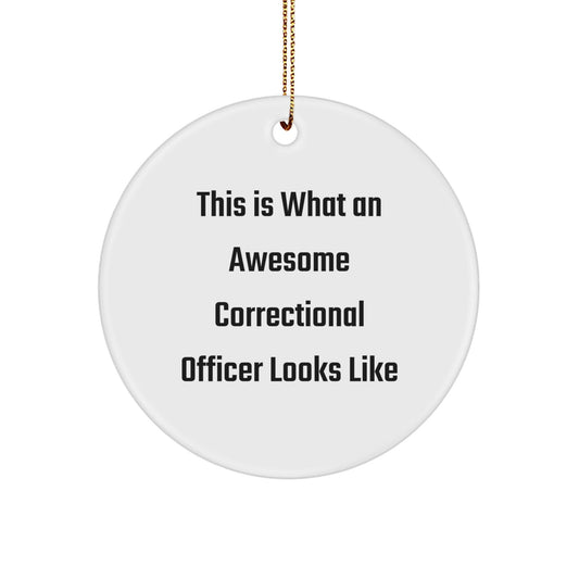Correctional Officer Gifts from Friends - This Is What An Awesome Correctional Officer Looks Like Circle Ornament for Men Women Friends Family - Unique Christmas Unique Gifts - Victory Thru Vision