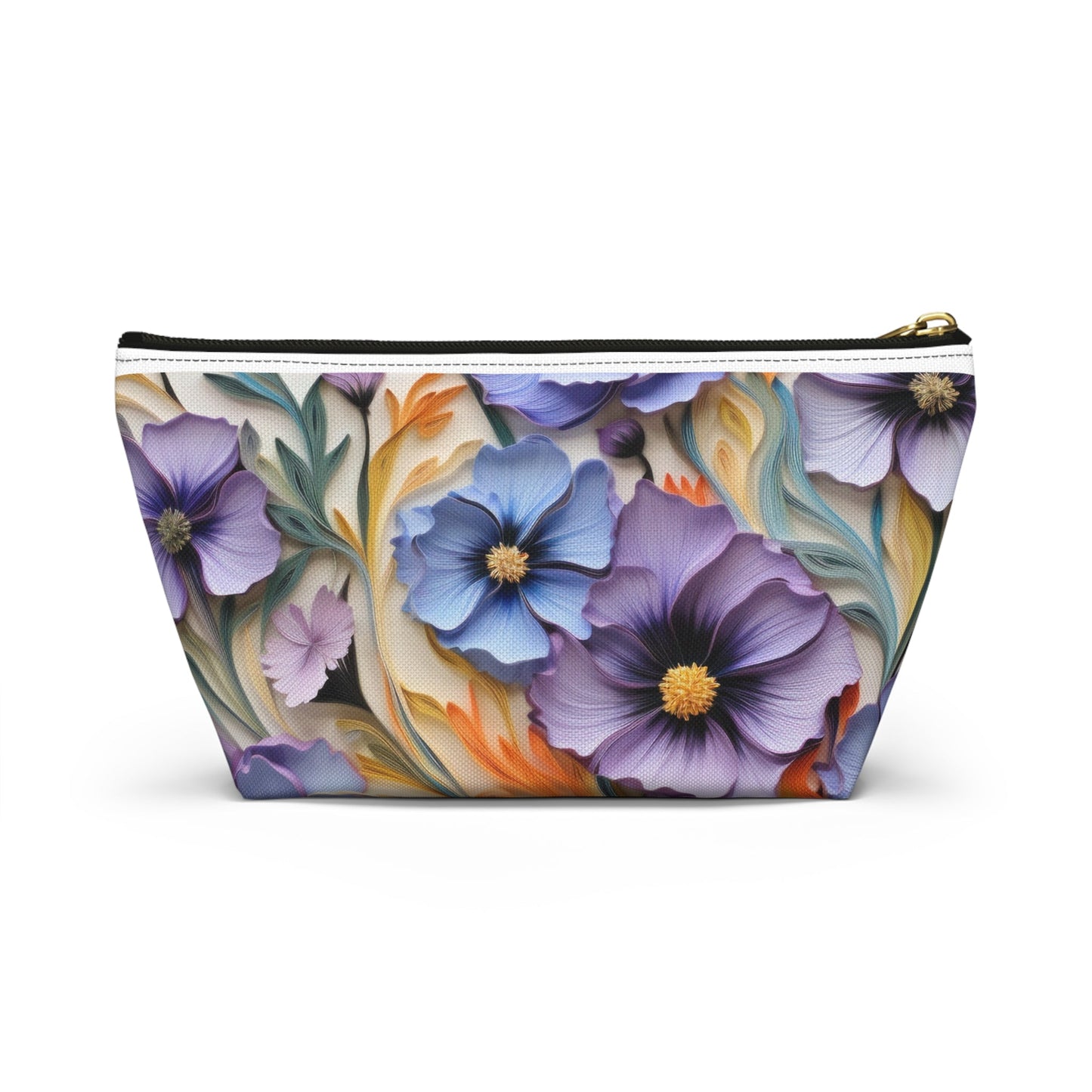 Cosmos Flower Accessory Pouch, Makeup Bag, Floral Travel Case, Botanical Zipper Pouch, Cosmetic Bag - Victory Thru Vision