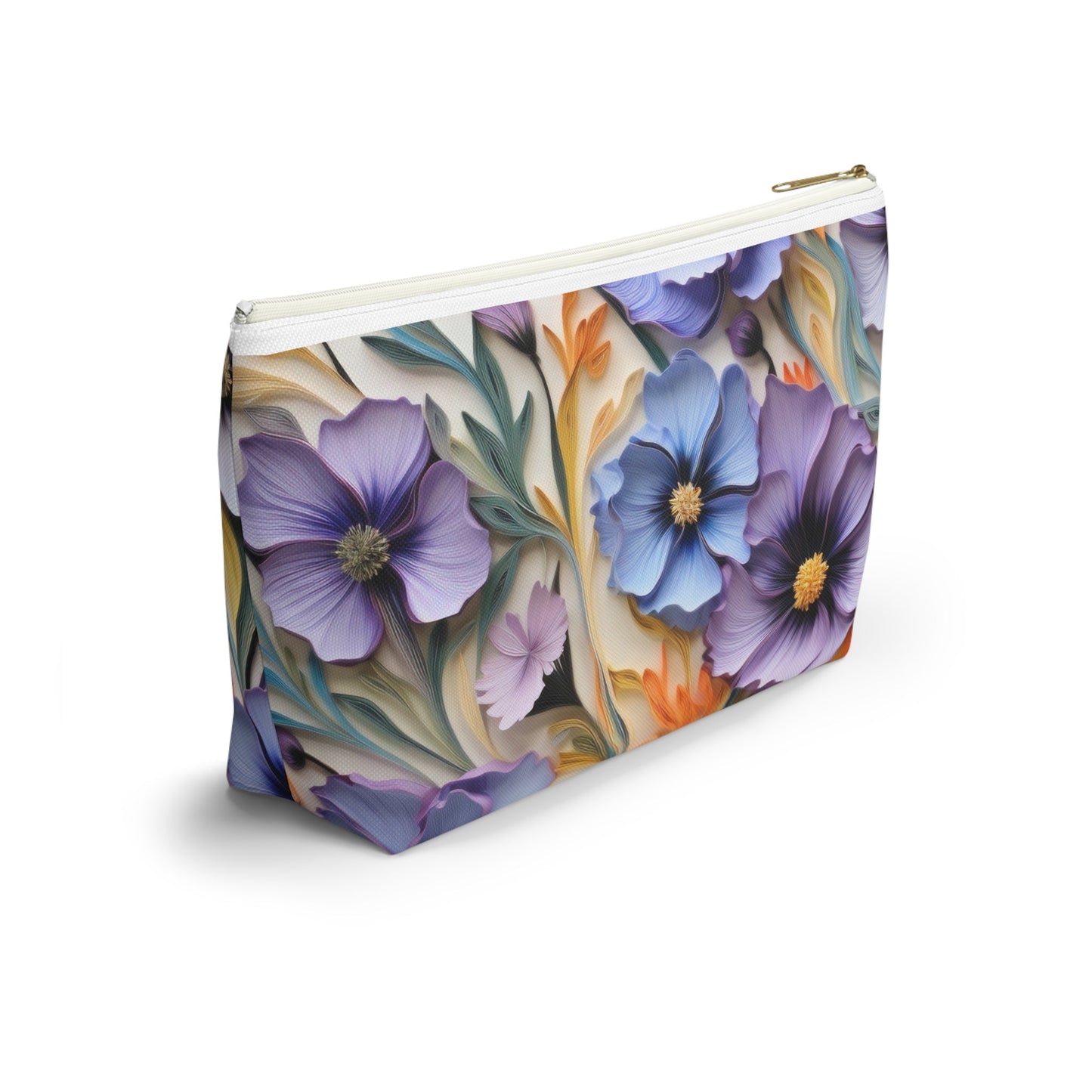 Cosmos Flower Accessory Pouch, Makeup Bag, Floral Travel Case, Botanical Zipper Pouch, Cosmetic Bag - Victory Thru Vision