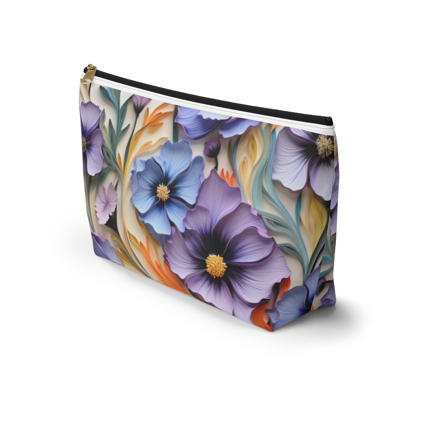 Cosmos Flower Accessory Pouch, Makeup Bag, Floral Travel Case, Botanical Zipper Pouch, Cosmetic Bag - Victory Thru Vision