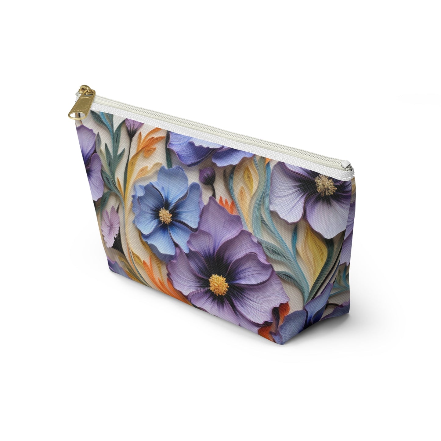Cosmos Flower Accessory Pouch, Makeup Bag, Floral Travel Case, Botanical Zipper Pouch, Cosmetic Bag - Victory Thru Vision