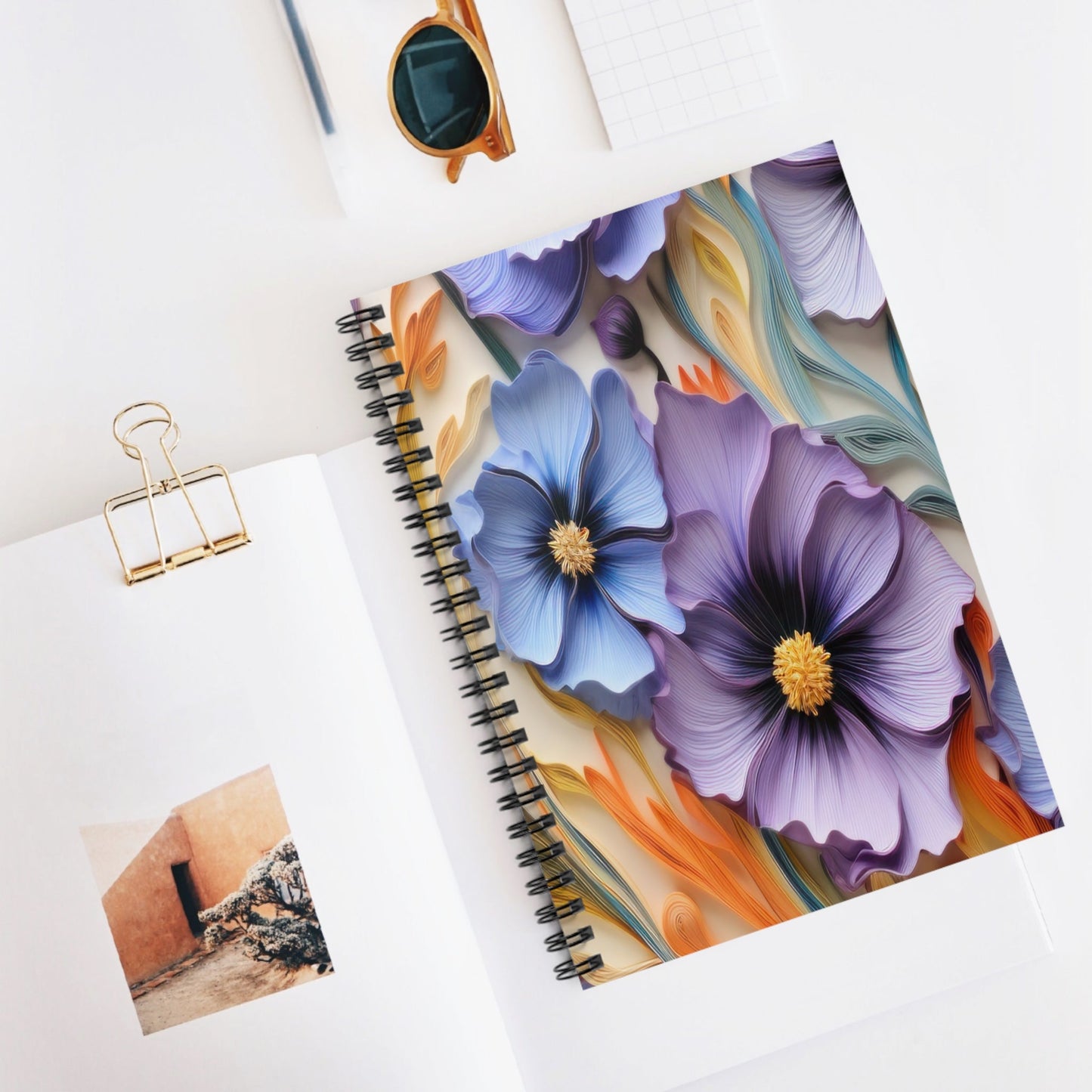 Cosmos Flower Notebook, Floral Journal, Cute Notebook, Botanical Notepad, Nature Diary, Stationery Gift - Victory Thru Vision