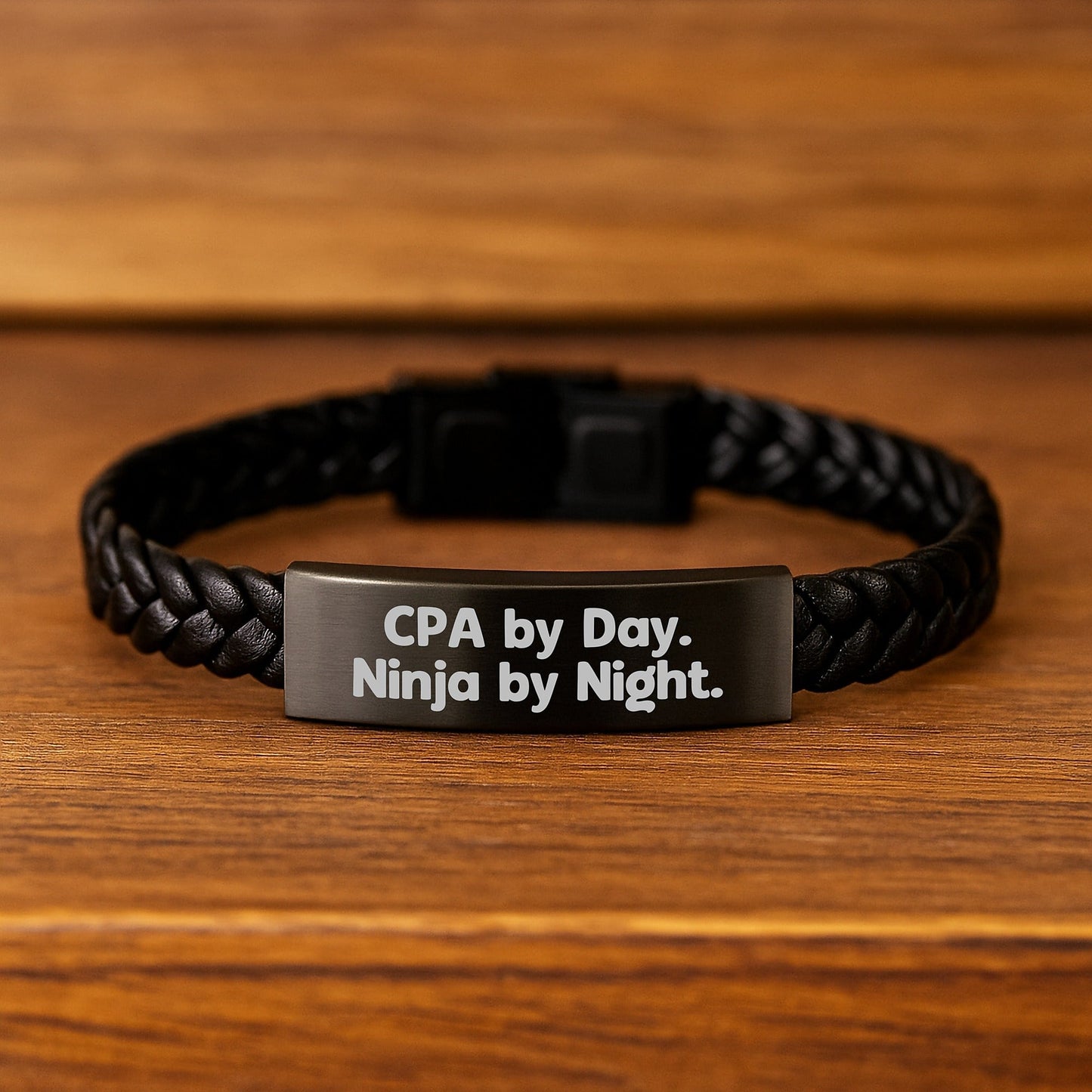 CPA Gifts, Interlaced Leather Bracelets for Men, Funny Quote 'Cpa By Day. Ninja By Night.', Birthday Unique Gifts from Friends to Family - Victory Thru Vision