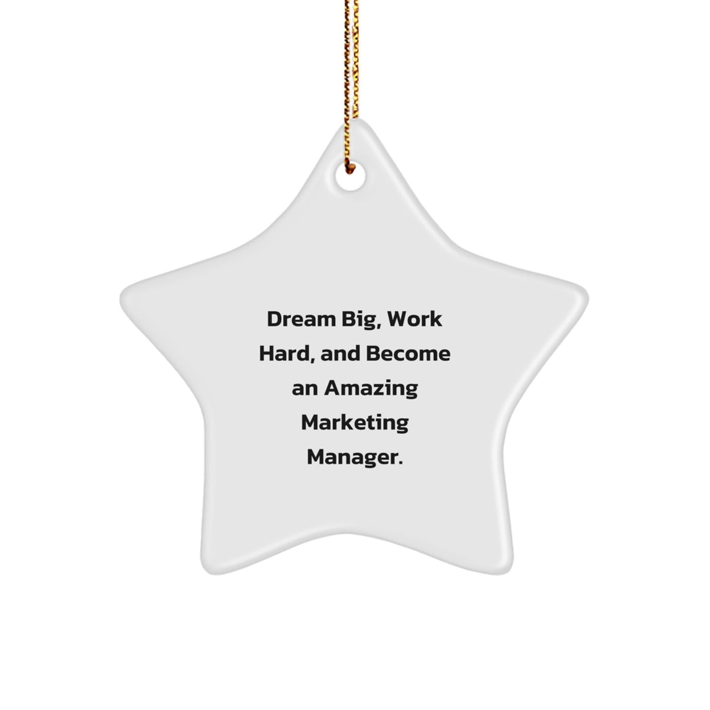 Dream Big Marketing Manager Star Ornament Gifts from Friends, Inspirational Christmas Decorations for Office or Home - Victory Thru Vision