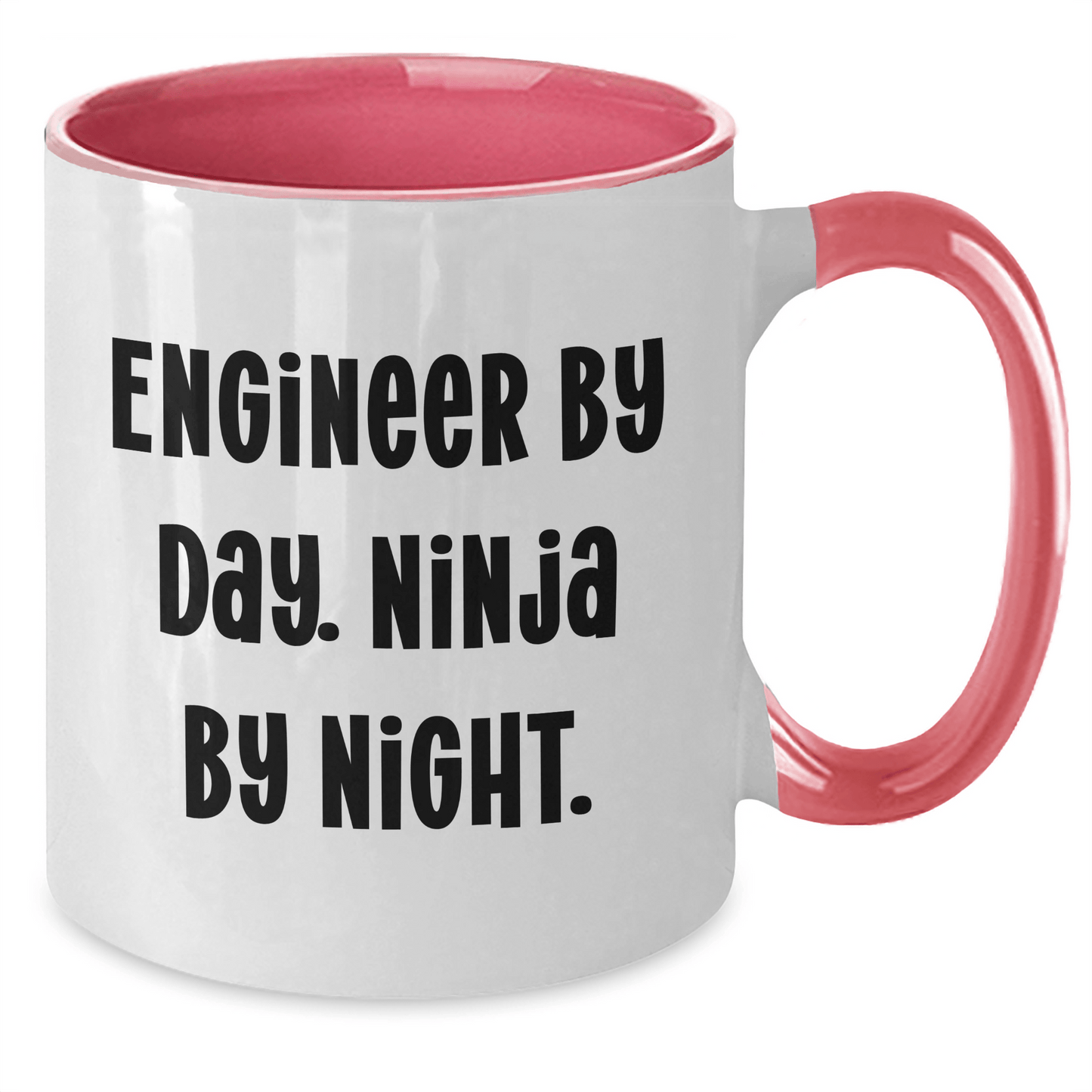 Engineer Gifts by Day, Ninja by Night Funny Mother's Day Two Tone Coffee Mug, Gifts from Friends, Engineer Mug, Ceramic, Microwave and Dishwasher Safe - Victory Thru Vision