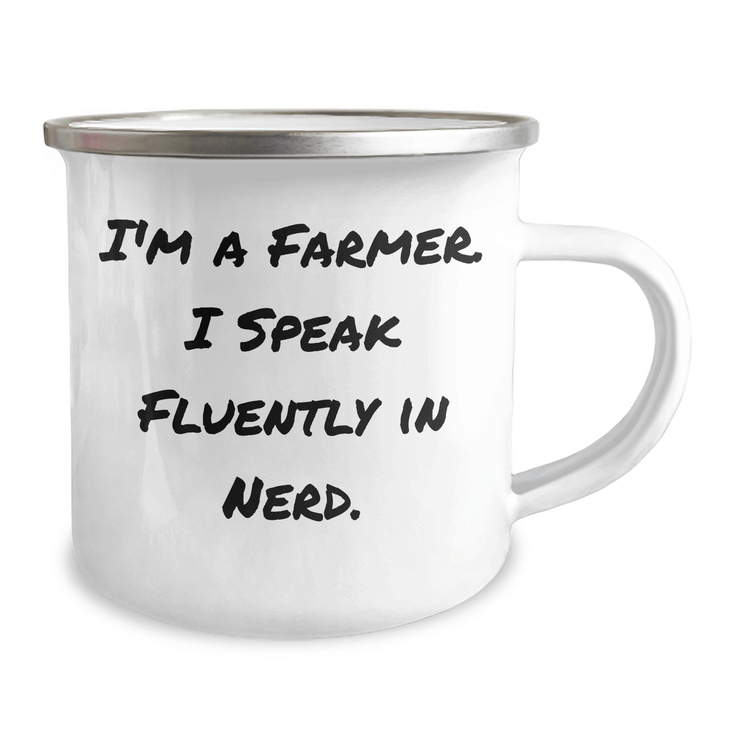 Farmer's Funny Camping Mug - Gifts from Friends for Graduation, Unique Farmers Gifts, 'I'm A Farmer. I Speak Fluently In genius.' - Victory Thru Vision