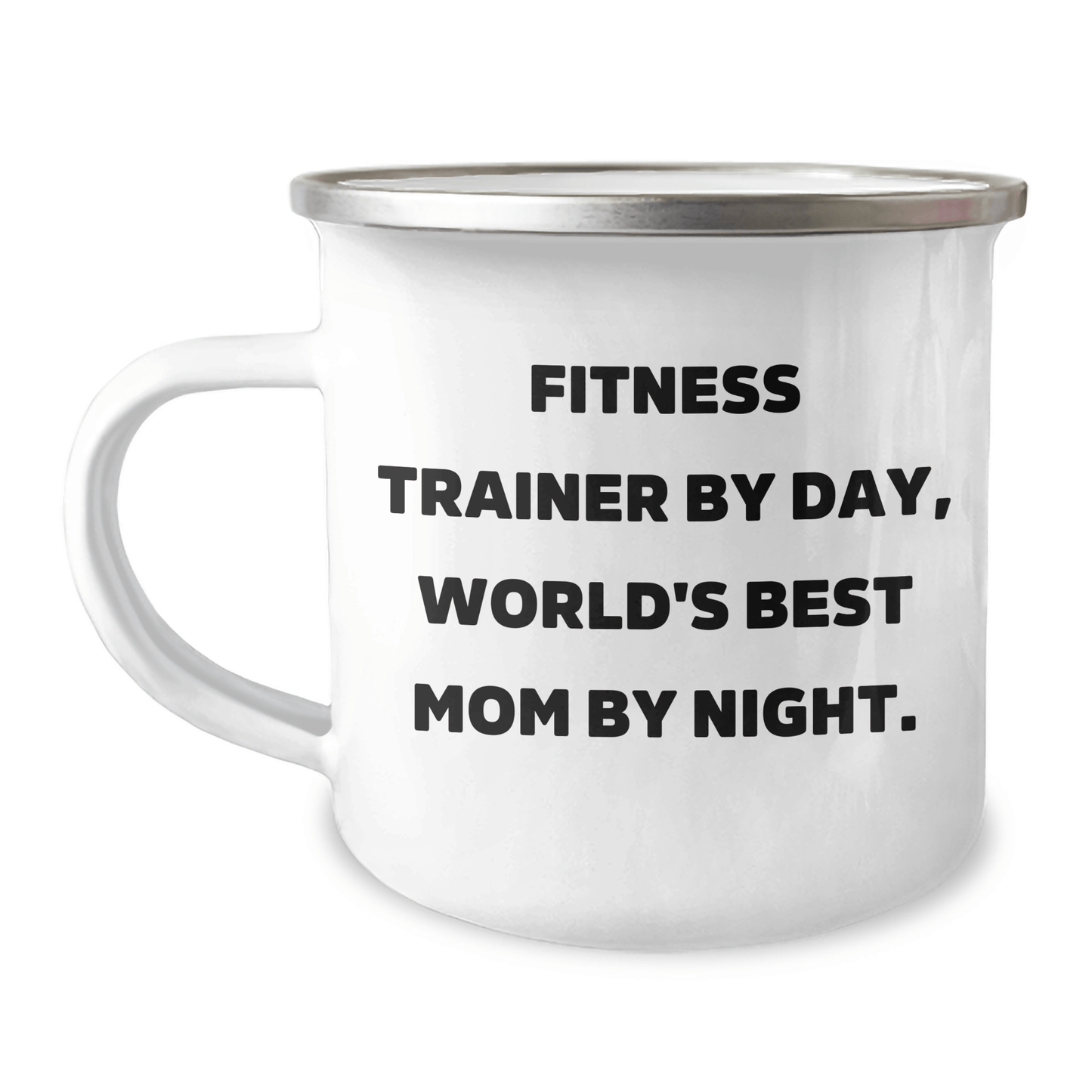 Fitness Trainer Gifts from Family - 'Fitness Trainer By Day, World's Best Mom By Night.' Camping Mug for Dad on Father's Day, Funny Humor, Unique Gift - Victory Thru Vision