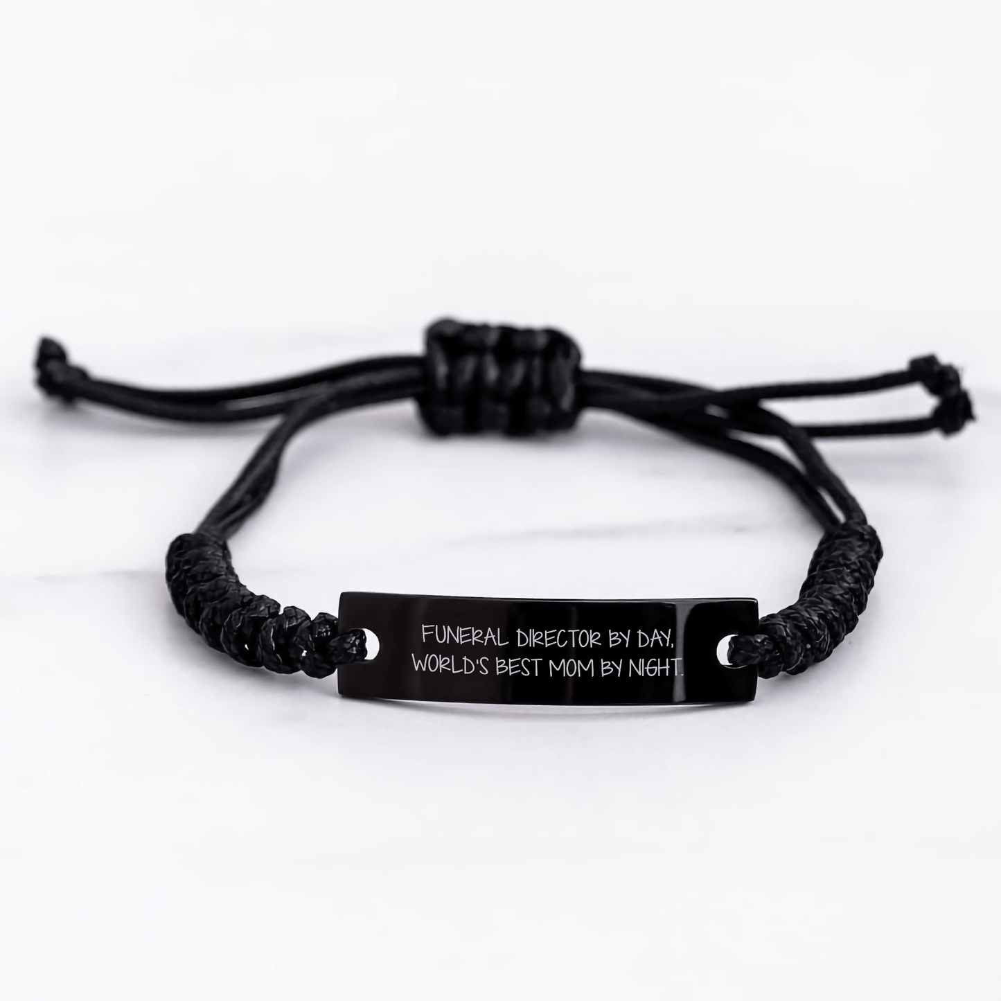 Funeral Director Gifts from Friends - 'Funeral Director By Day, World's Best Mom By Night.' Quote Rope Bracelet for Mother's Day - Victory Thru Vision
