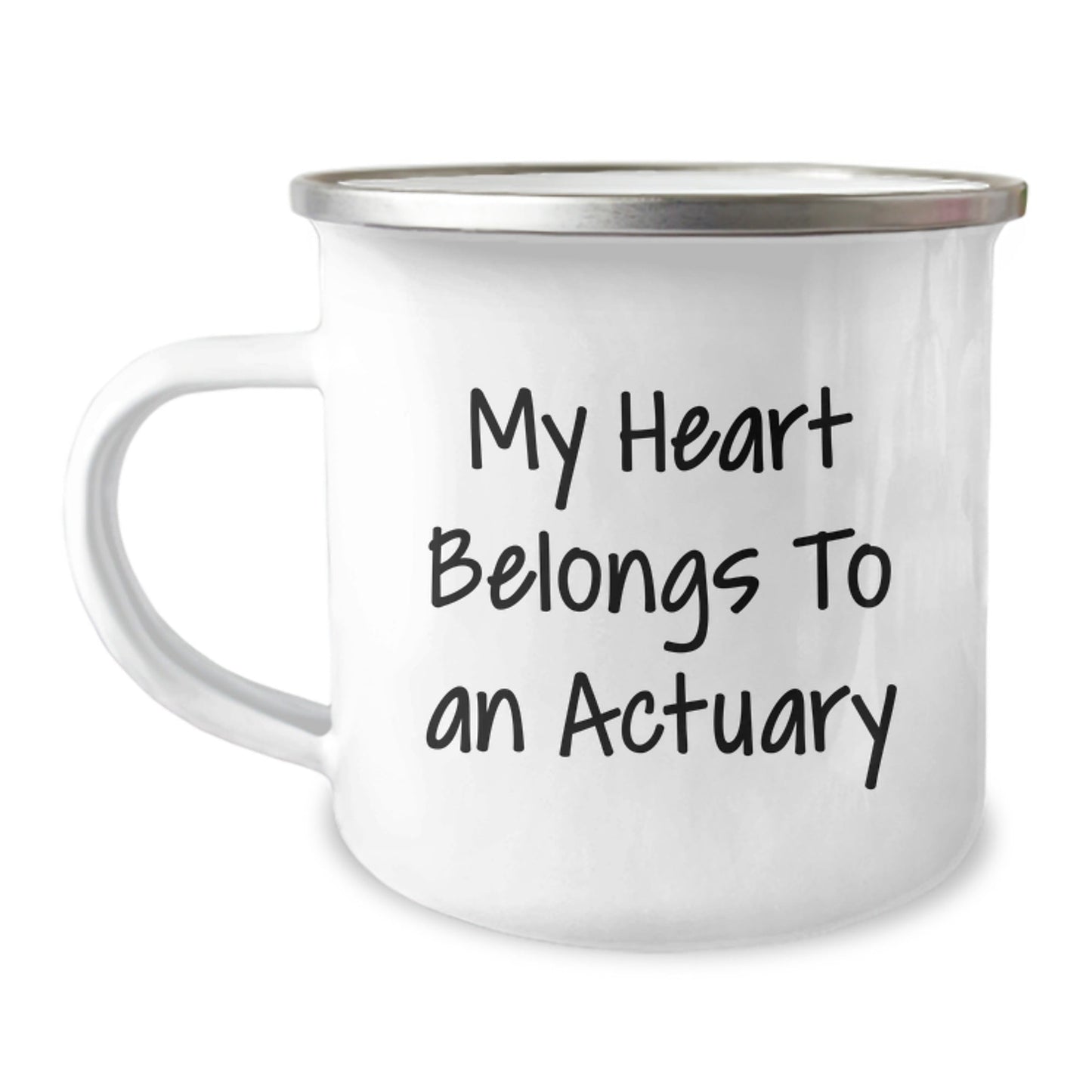 Funny Actuary Gifts from Men to Actuary Friends and Coworkers - My Heart Belongs To An Actuary Camping Mug for Birthday Unique Gifts - Victory Thru Vision