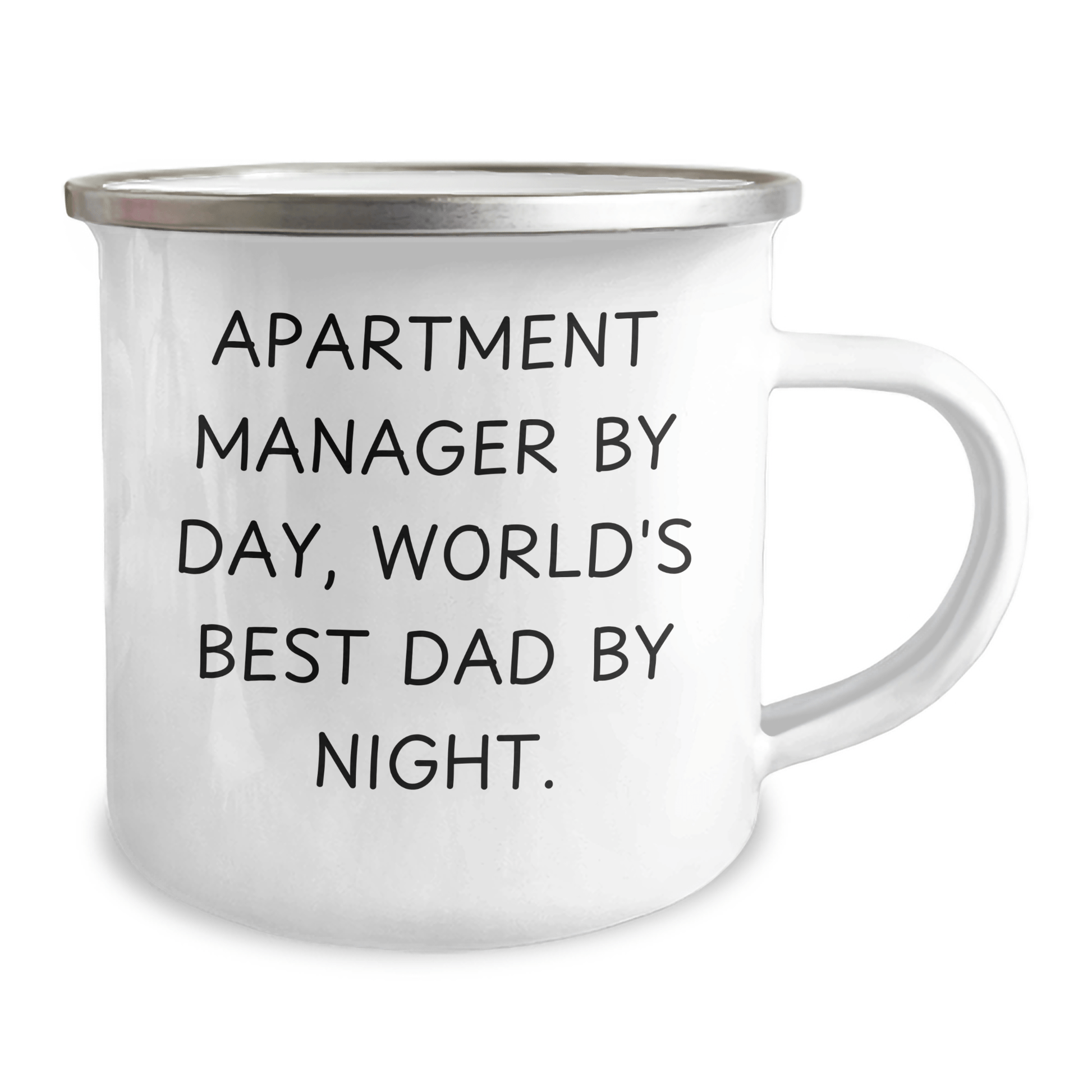 Funny Apartment Manager Gifts for Him, Camping Mug with Quote 'Apartment Manager By Day, World's Best Dad By Night.' from Family, Unique Graduation Gift Ideas - Victory Thru Vision