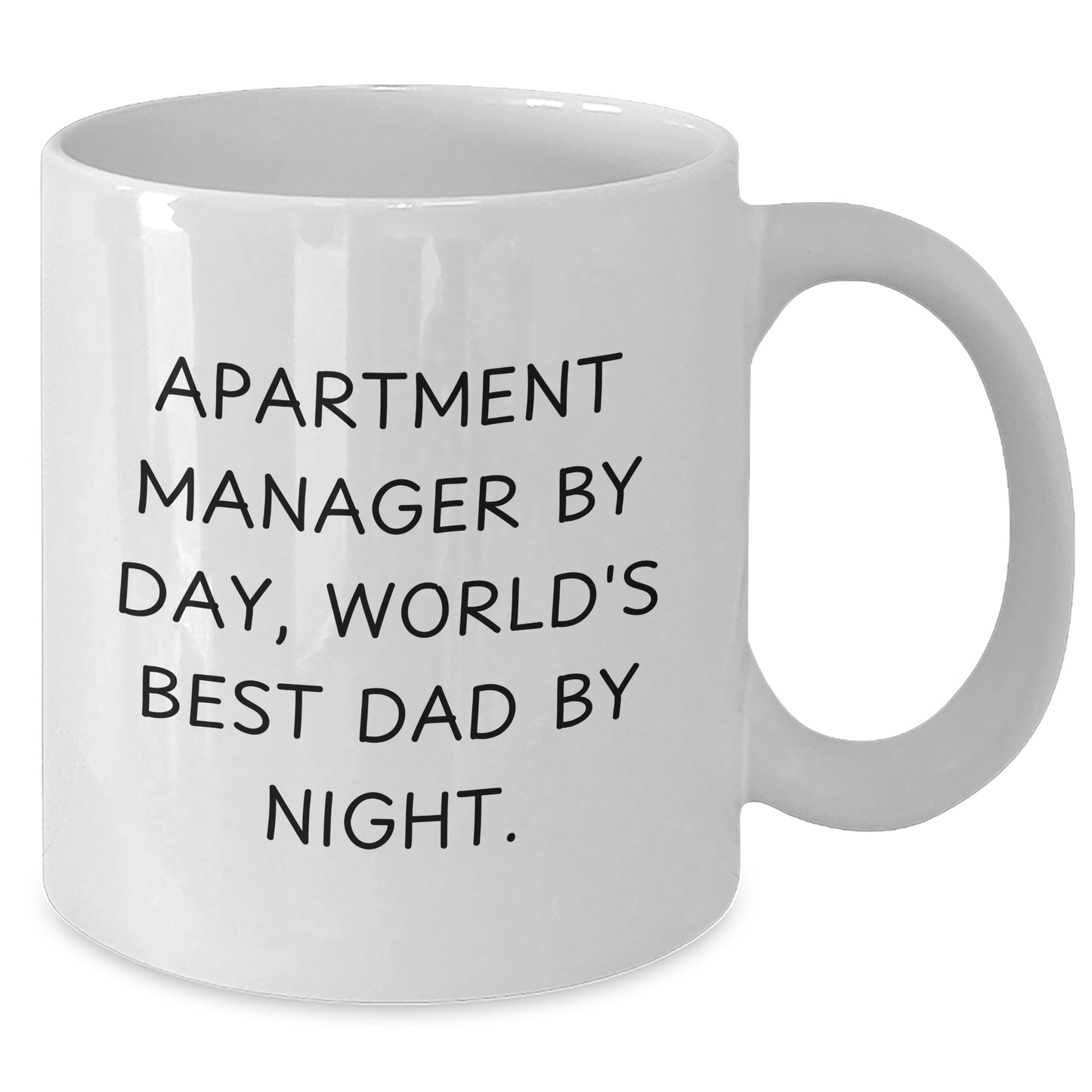 Funny Apartment Manager Gifts for Him, Grads to Treasured Dads, White Coffee Mug 'Apartment Manager By Day, World's Best Dad By Night.' - Victory Thru Vision