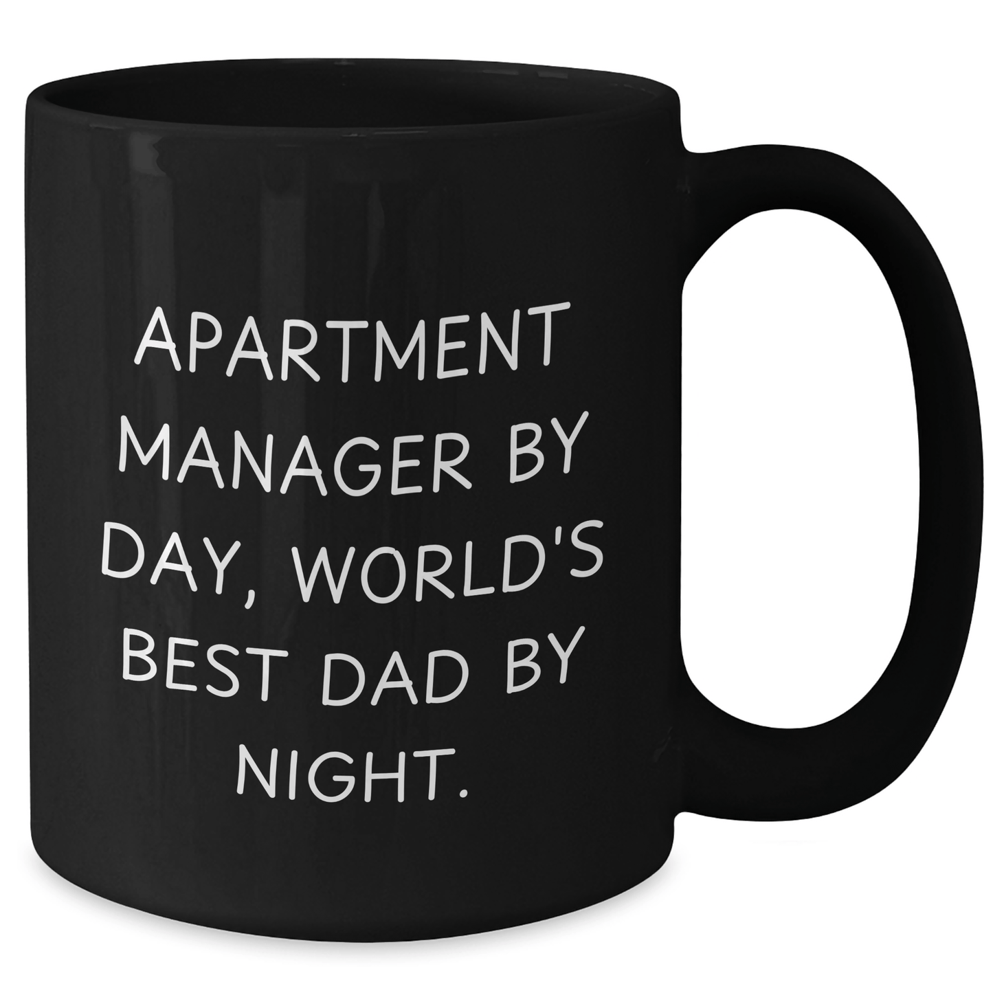 Funny Apartment Manager Gifts for Men - World's Best Dad Black Coffee Mug, Graduation Unique Gifts from Family, Perfect for Dad's Office - Victory Thru Vision
