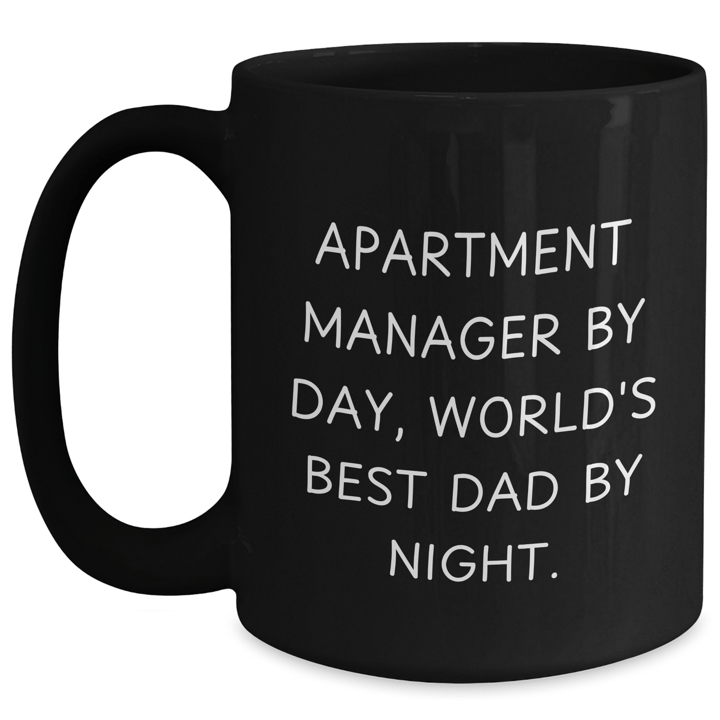 Funny Apartment Manager Gifts for Men - World's Best Dad Black Coffee Mug, Graduation Unique Gifts from Family, Perfect for Dad's Office - Victory Thru Vision